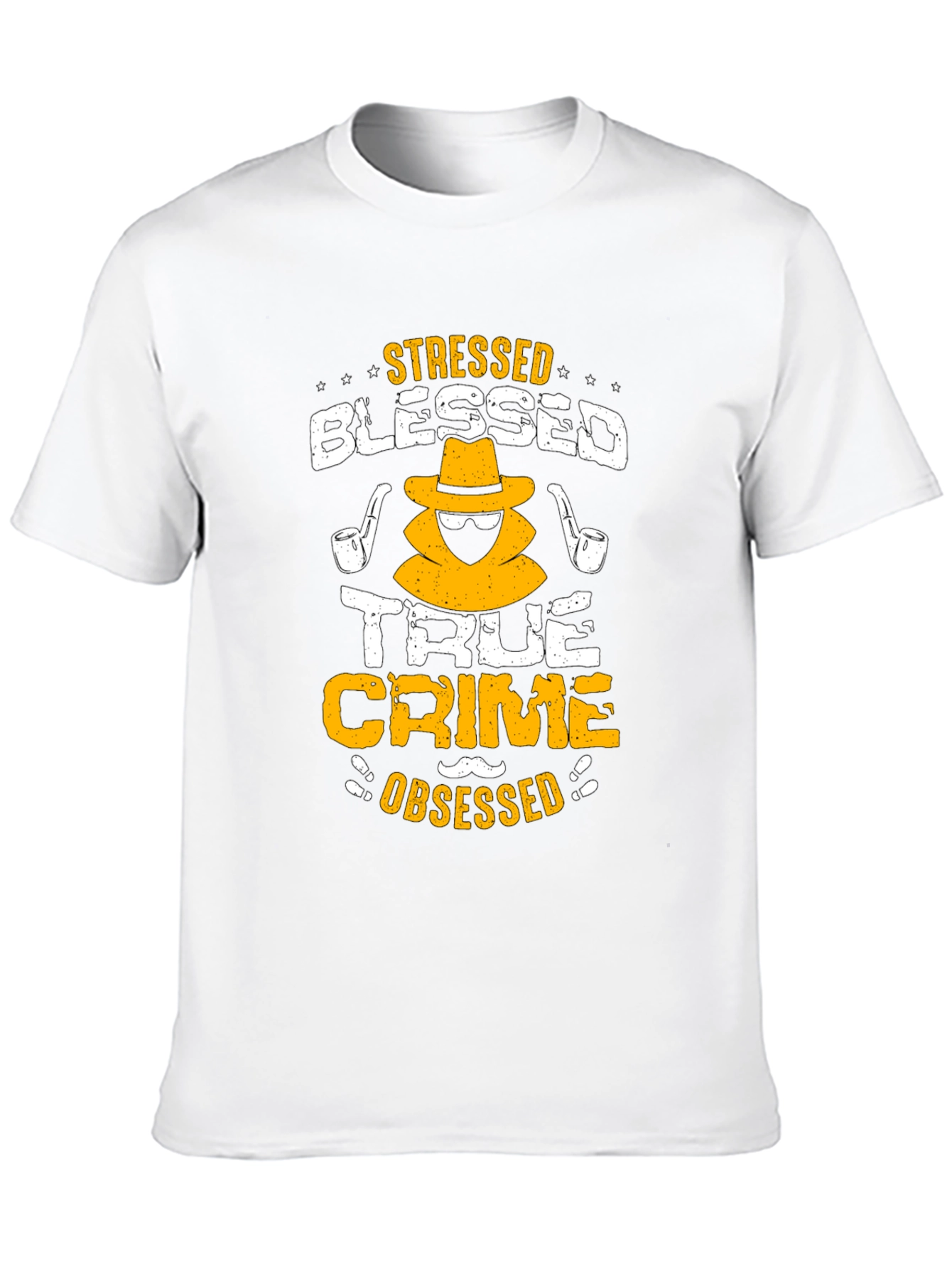 Black Stressed Blessed True Crime Obsessed T-Shirt view 10