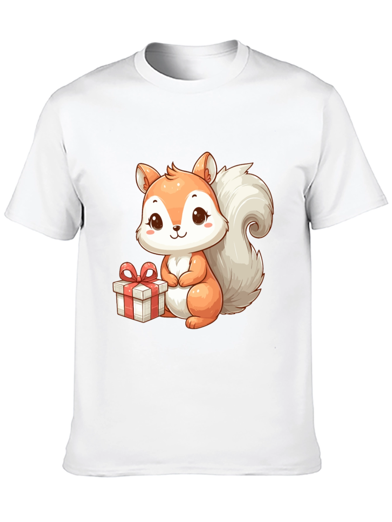Black Cute Squirrel with Gift - Black T-Shirt view 10