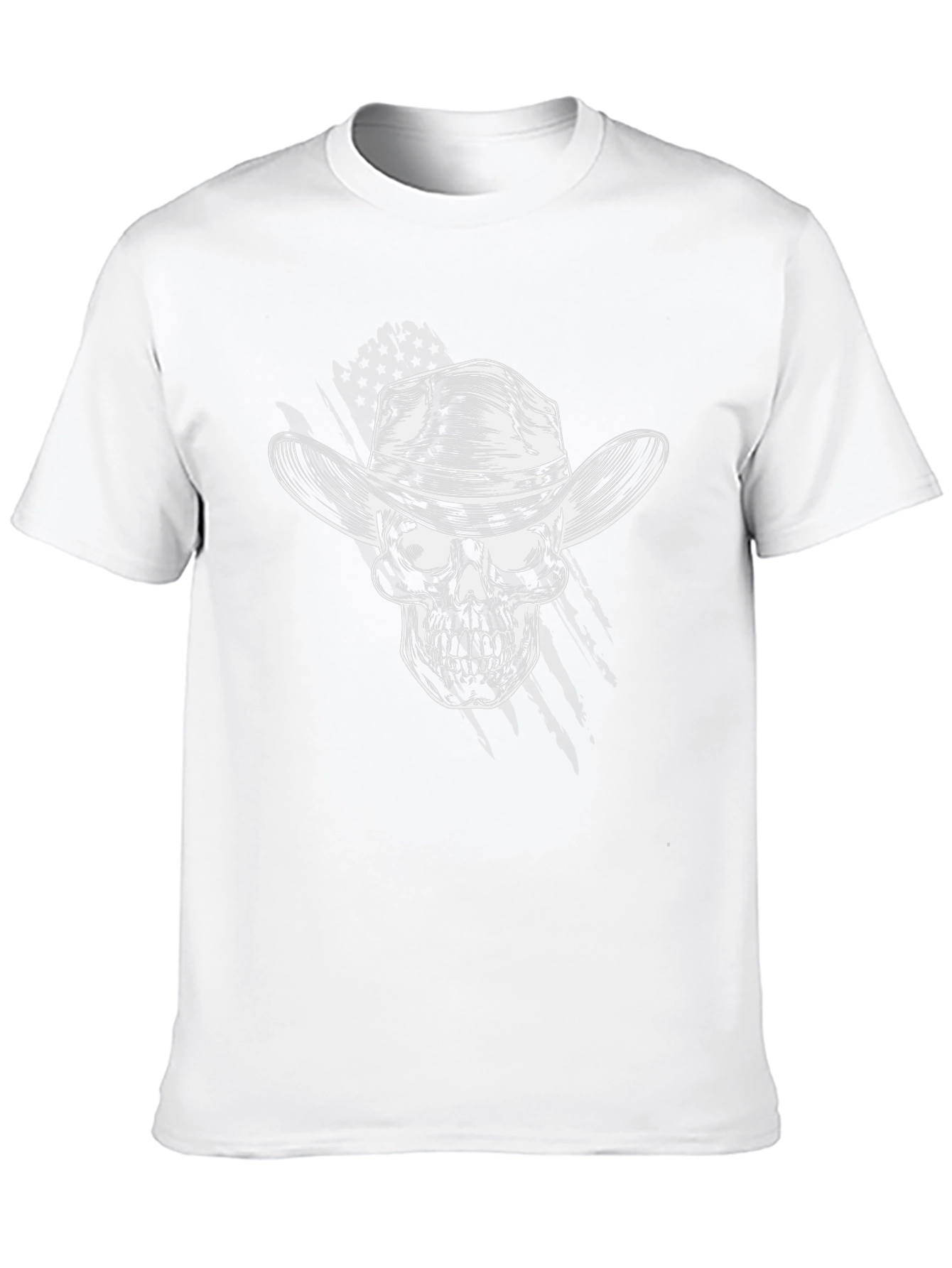 Black Cowboy Skull Graphic Tee - Black Crew Neck T-Shirt view 10