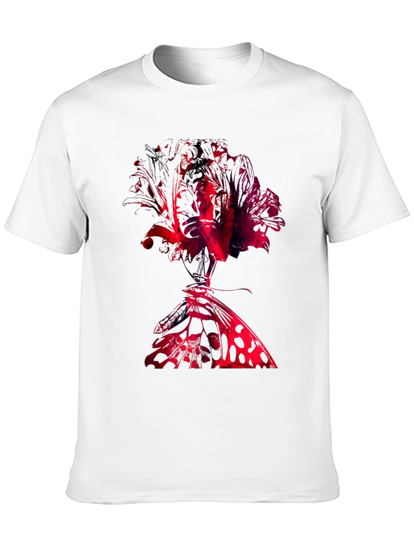 Black Abstract Rose & Butterfly Black Graphic Tee view 10