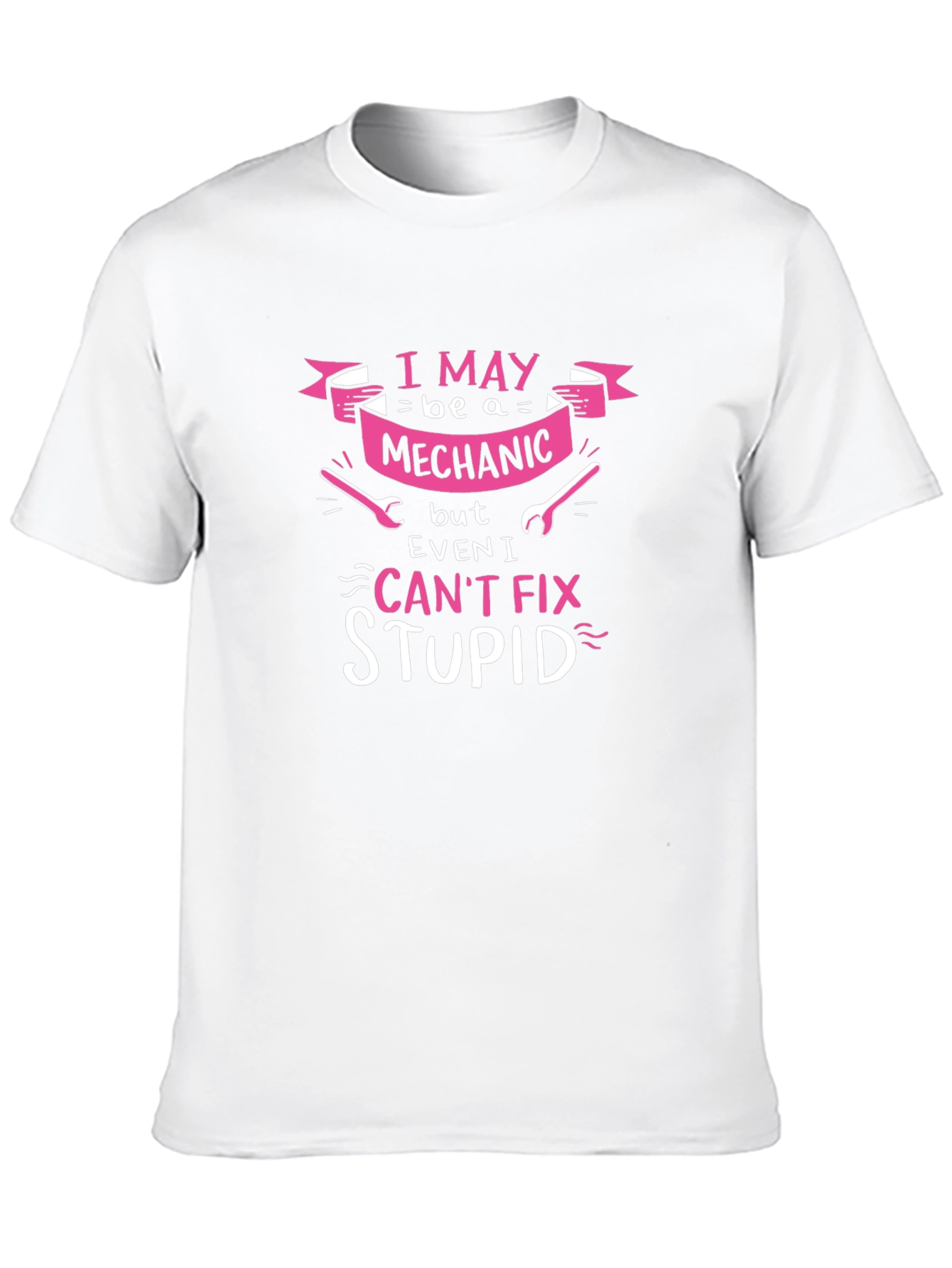 Black Mechanic Humor Graphic Tee - I Can't Fix Stupid view 10