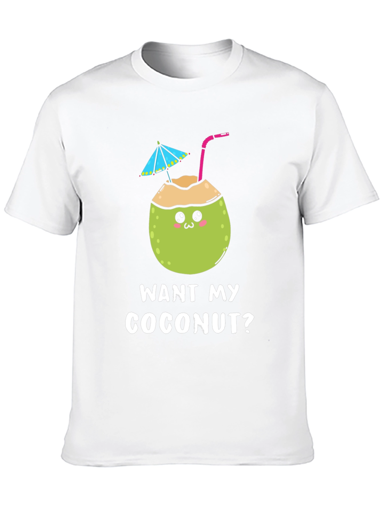 Black Want My Coconut? Novelty Graphic T-Shirt view 10