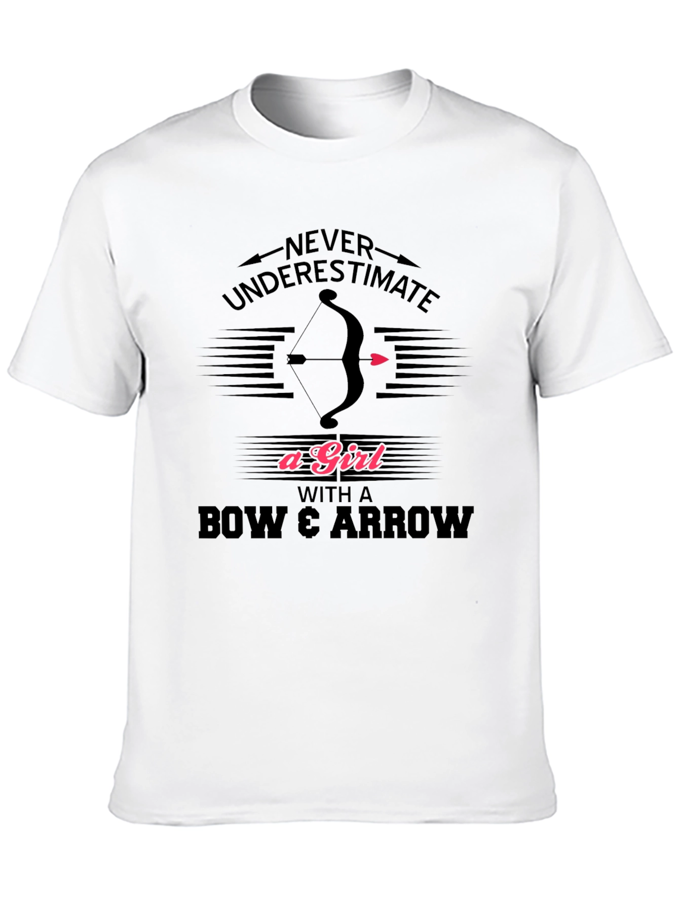 Black Never Underestimate A Girl Bow Arrow T-Shirt view 10
