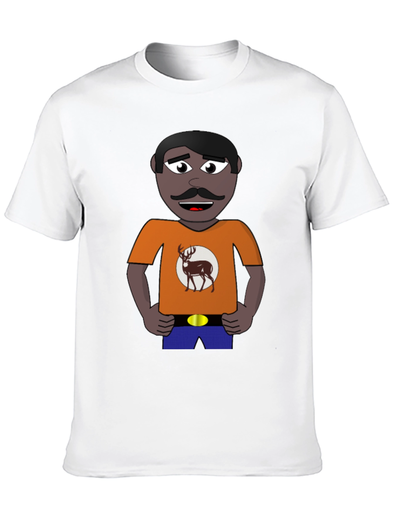 Black Cartoon Man with Deer Graphic T-Shirt view 10