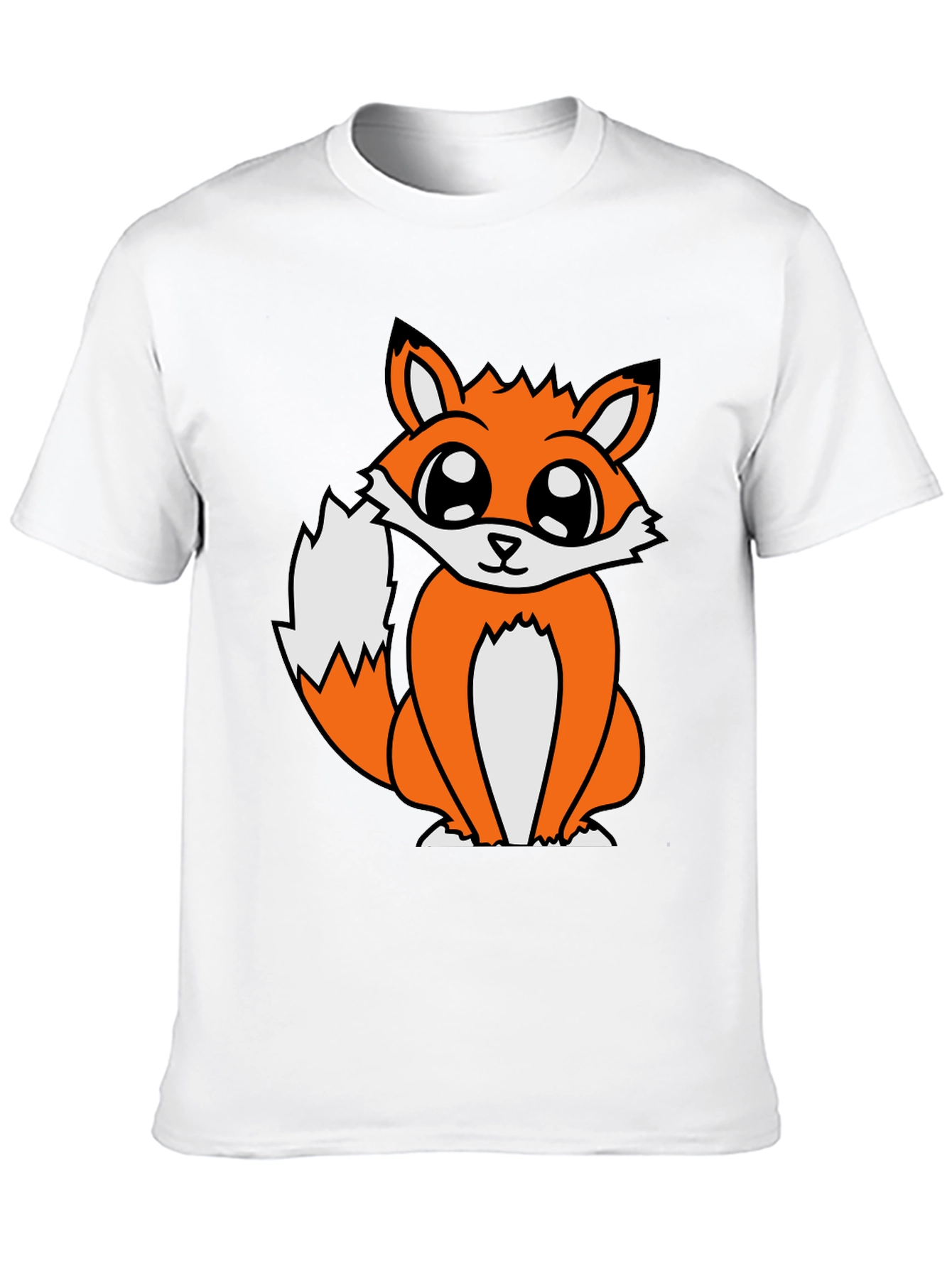 Black Cute Cartoon Fox Graphic T-Shirt - Black view 10