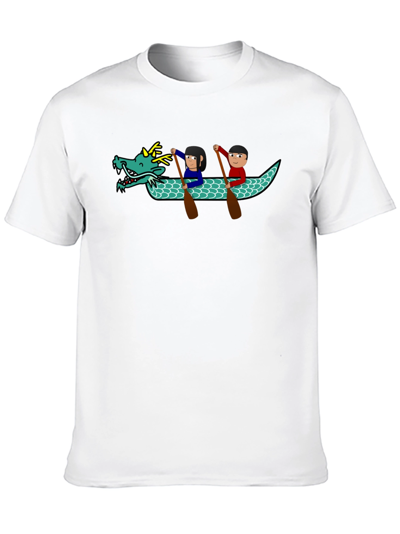 Black Dragon Boat Cartoon Graphic T-Shirt view 10