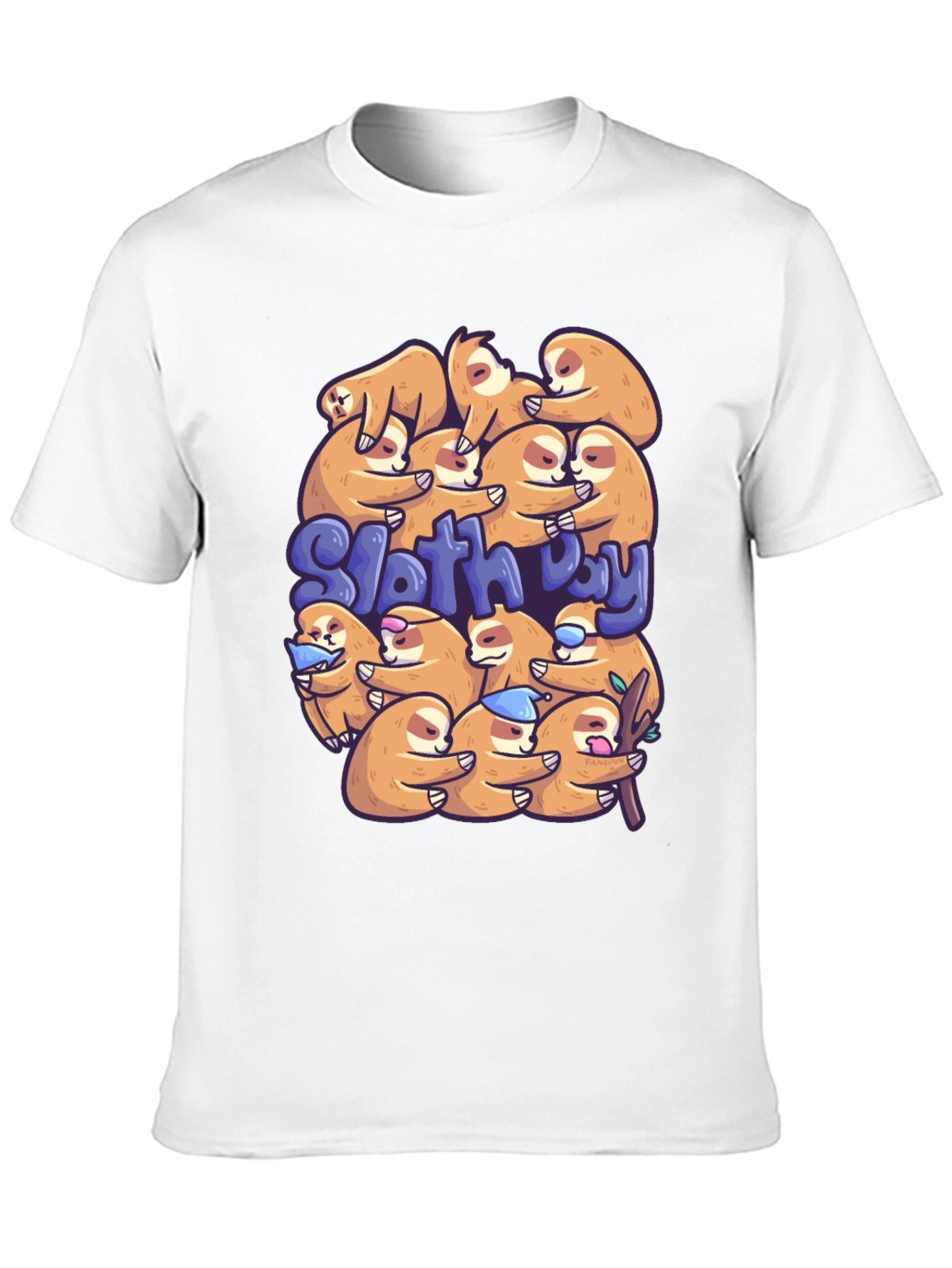 Black Cute Sloth Day T-Shirt view 10