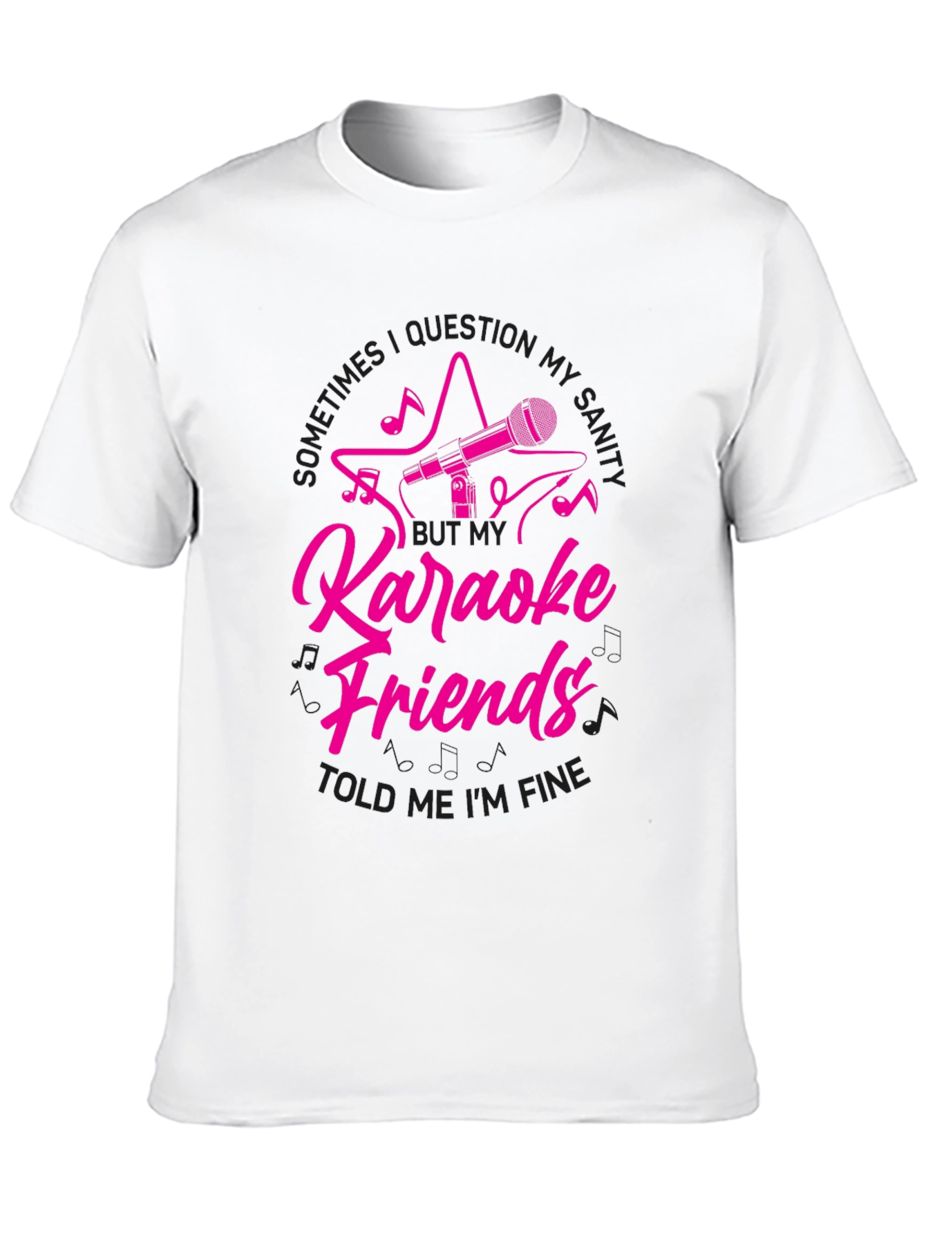 Black Karaoke Friends Funny Graphic Tee Shirt view 10