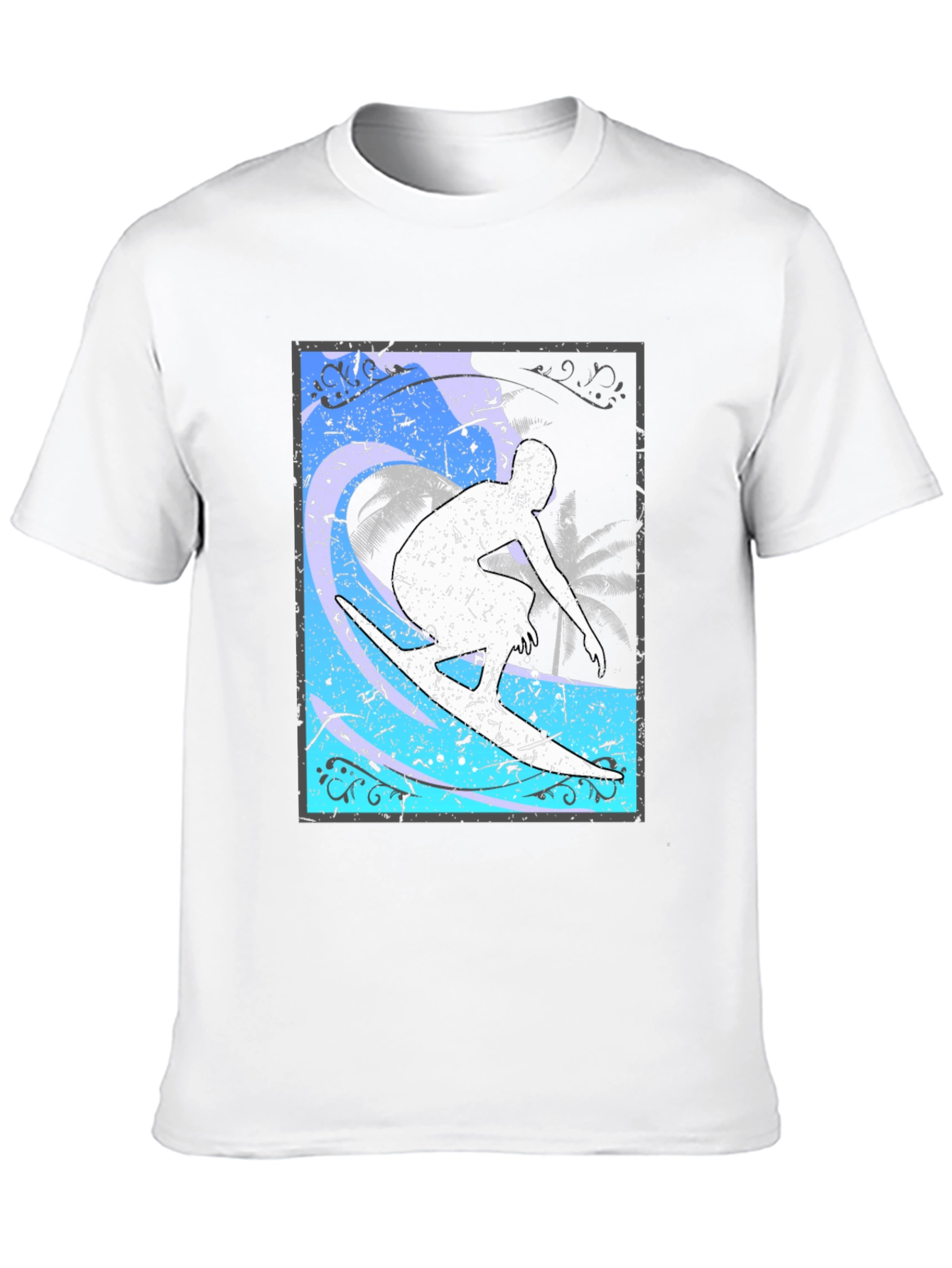 Black Surfer Graphic T-Shirt - Black Cotton Blend view 10