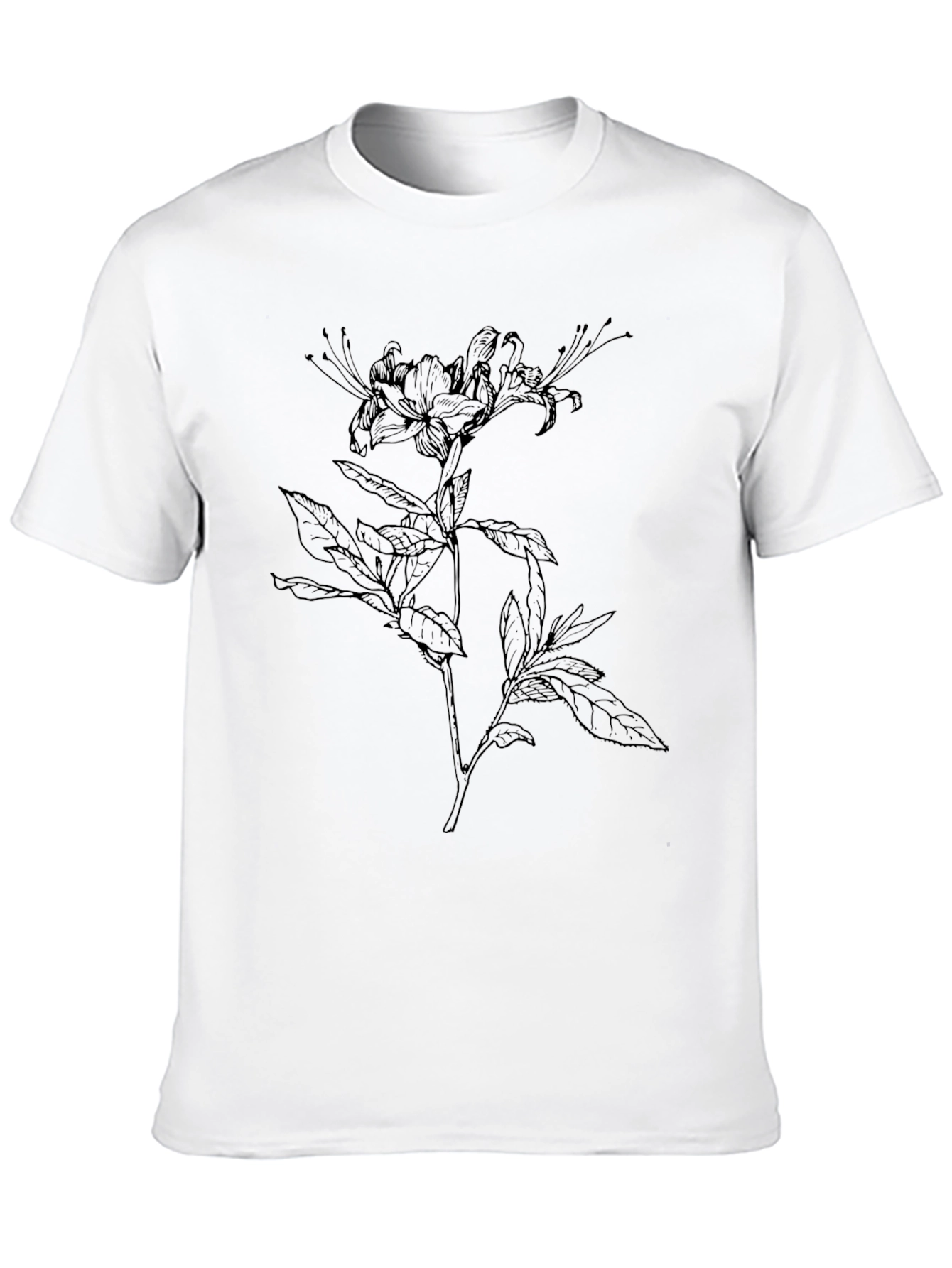 Black Botanical Line Art T-Shirt - Modern Floral Tee view 10