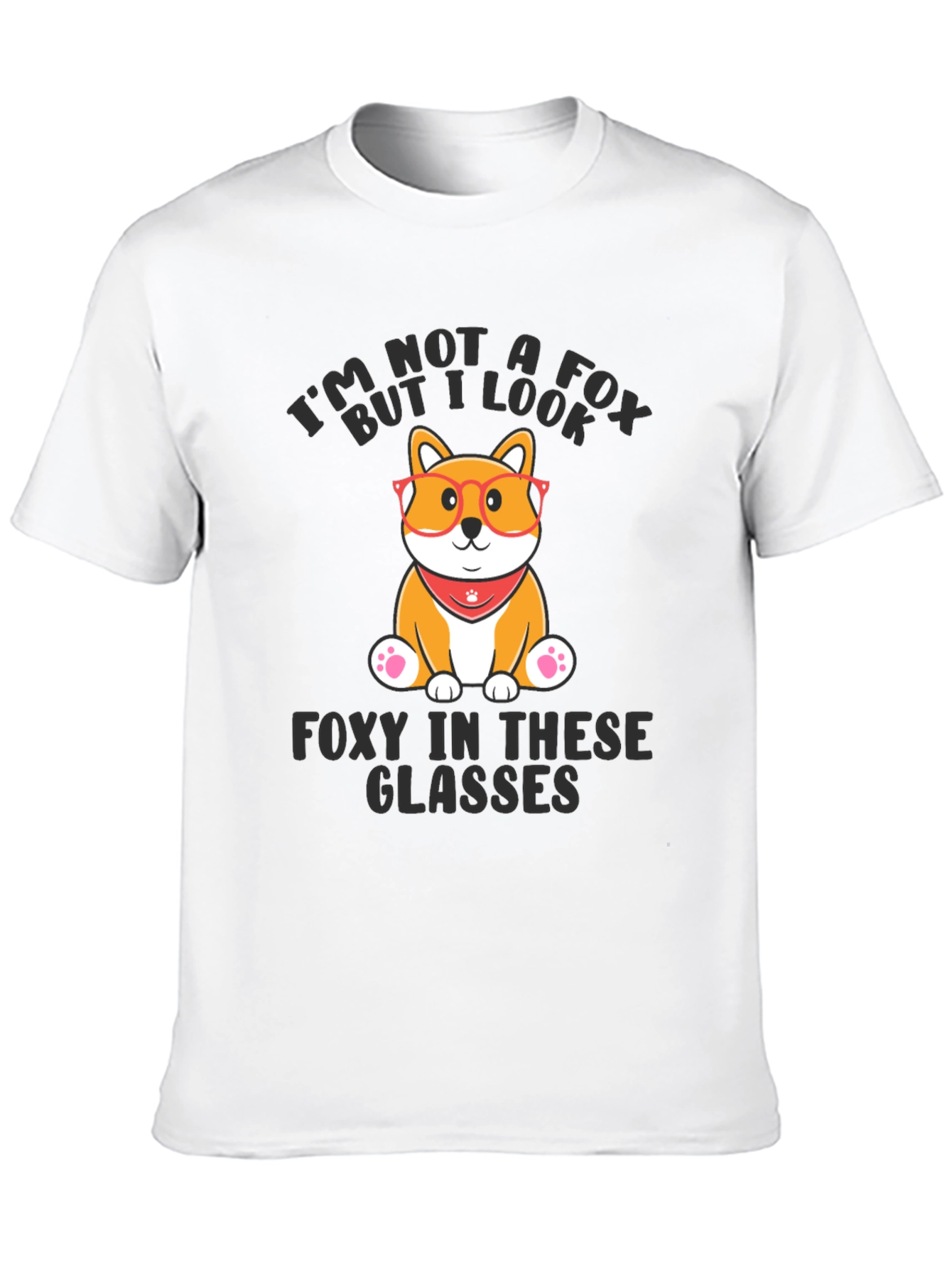 Black Funny Dog T-Shirt - Not a Fox Foxy in Glasses view 10