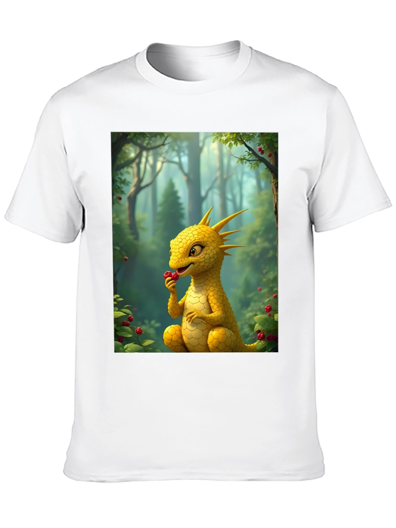 Black Cute Dragon Eating Berries Graphic Tee view 10