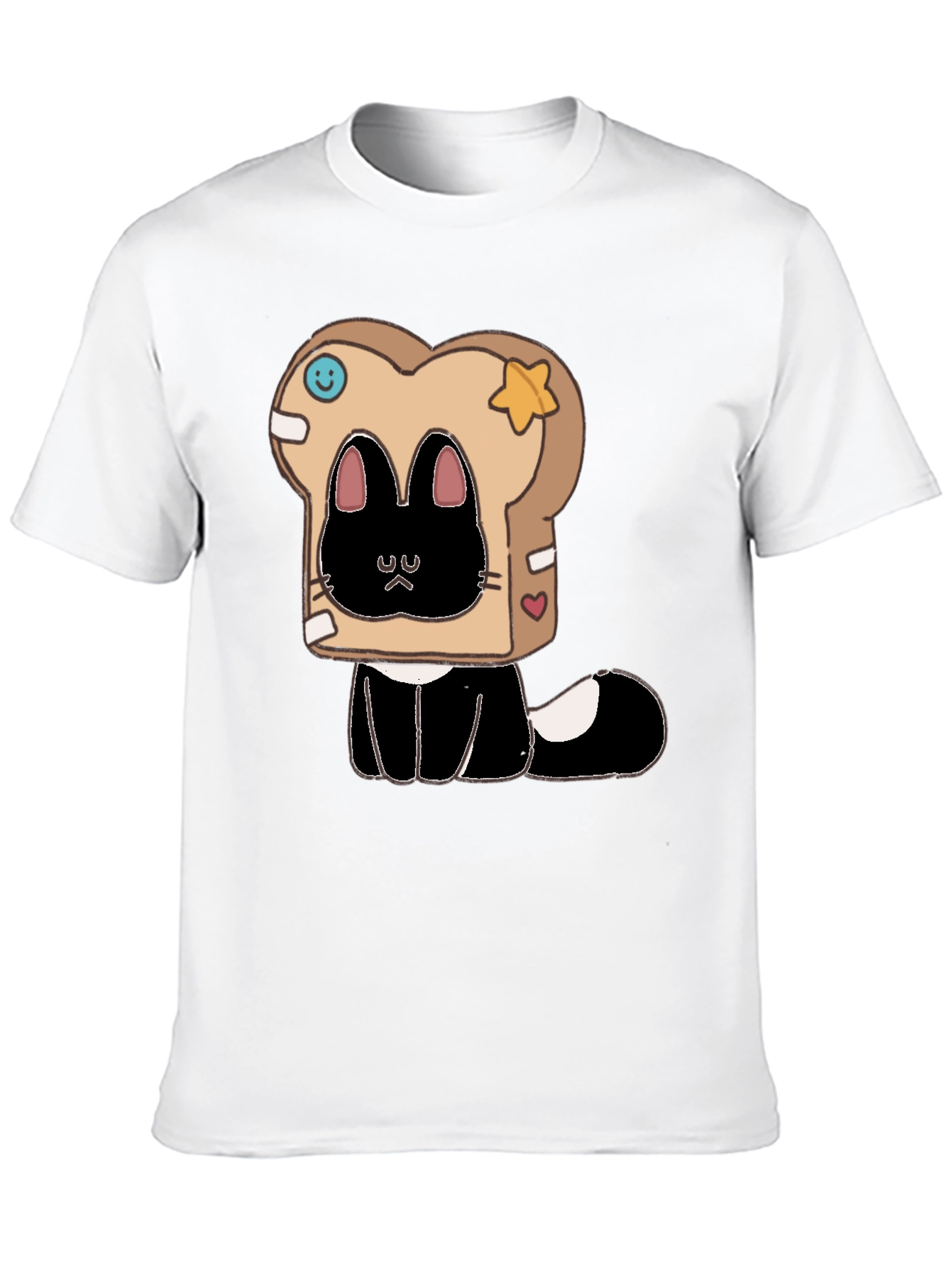 Black Cute Cat in Toast T-Shirt view 10