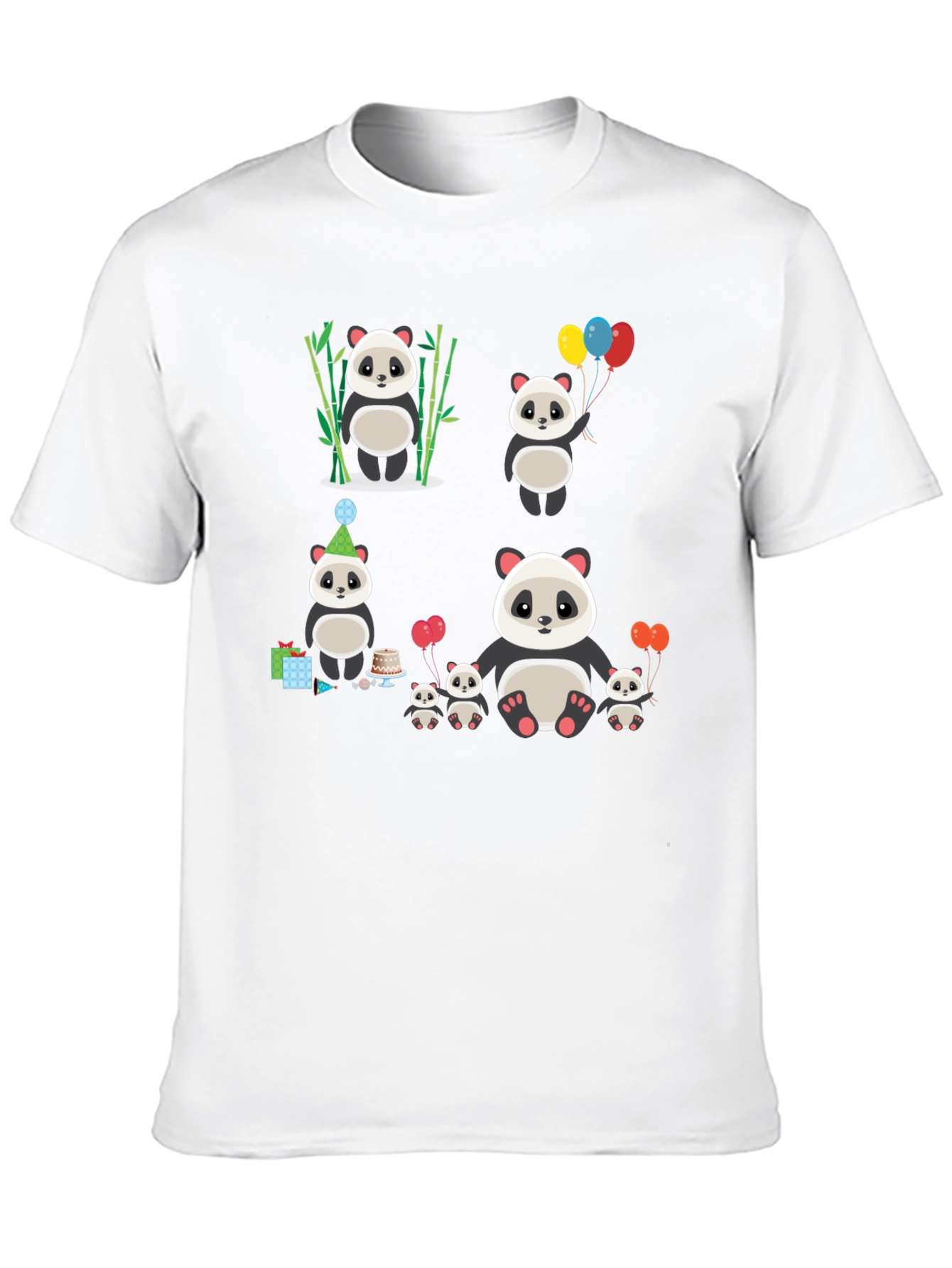 Black Cute Panda Family T-Shirt view 10