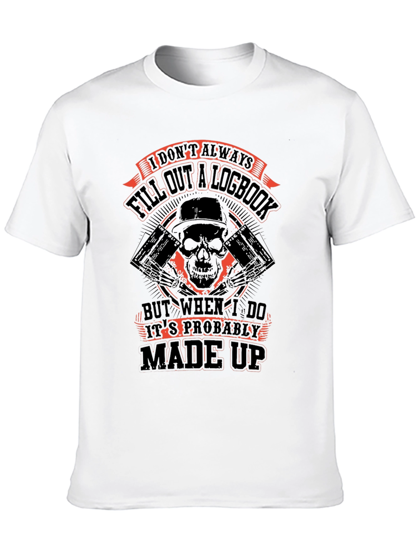 Black Funny Logbook Skull Graphic T-Shirt view 10