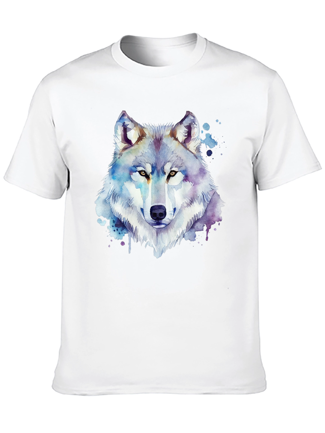 Black Watercolor Wolf Graphic Black T-Shirt view 10