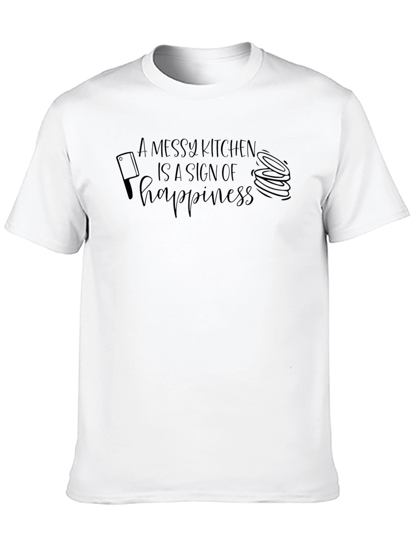 Black Messy Kitchen Happiness T-Shirt - Soft Cotton Blend view 10