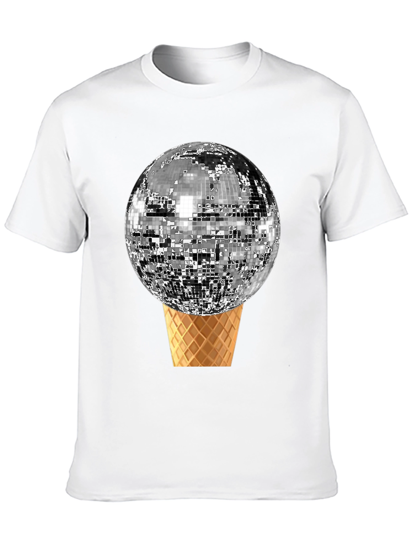 Black Disco Ball Ice Cream Cone Graphic Tee view 10
