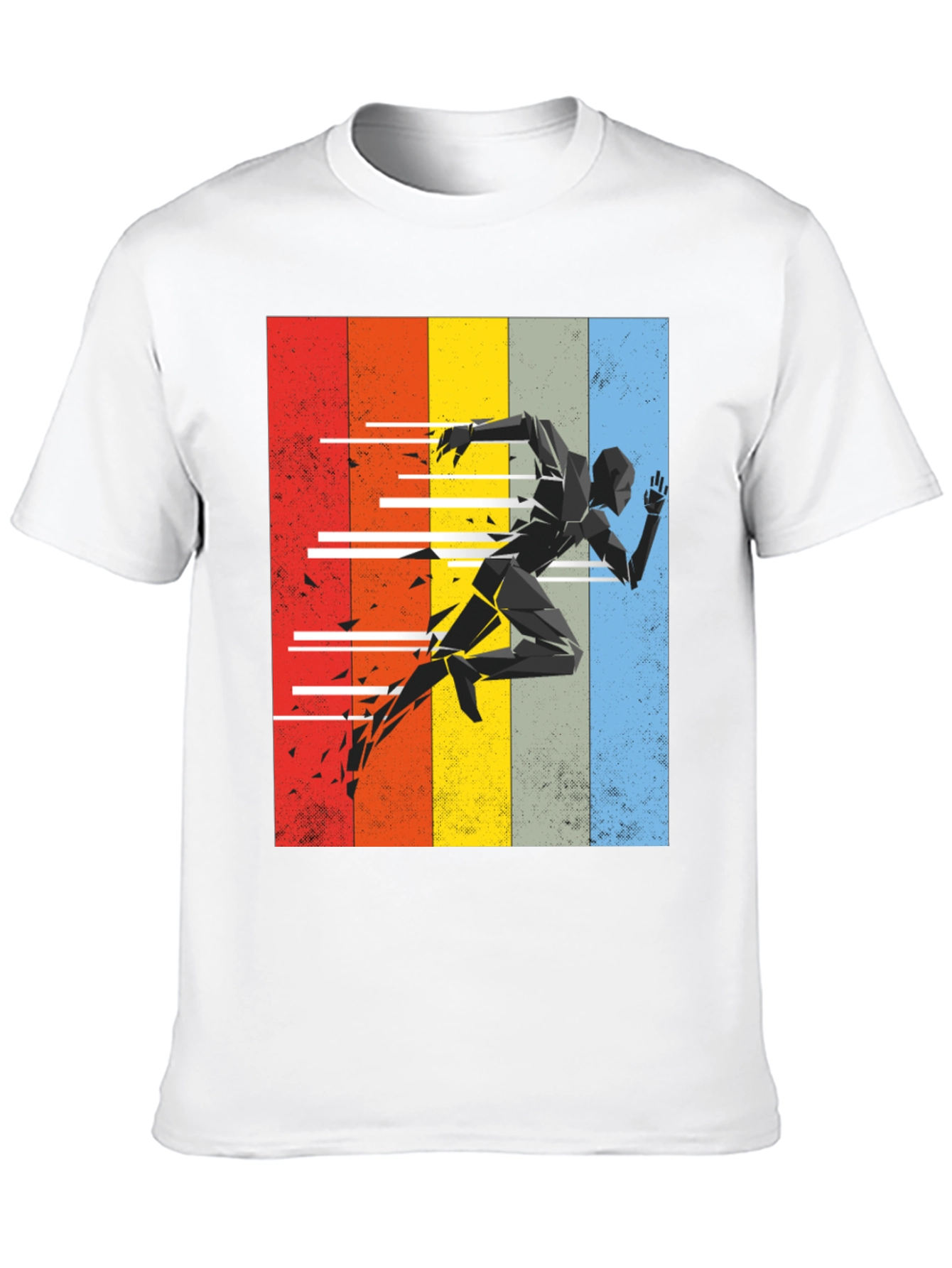 Black Geometric Runner Graphic Tee - Retro Style view 10