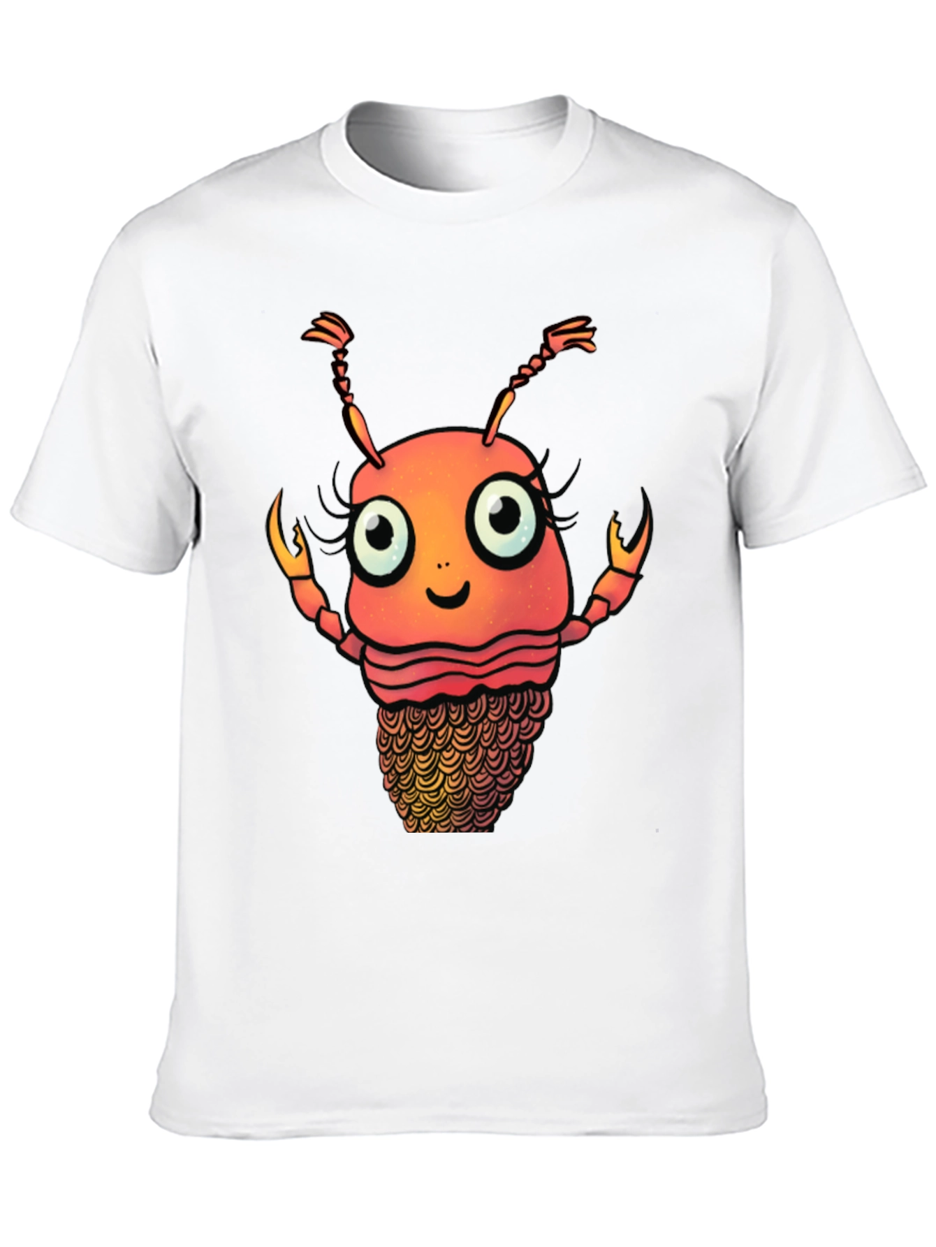 Black Funny Cartoon Lobster Graphic T-Shirt view 10