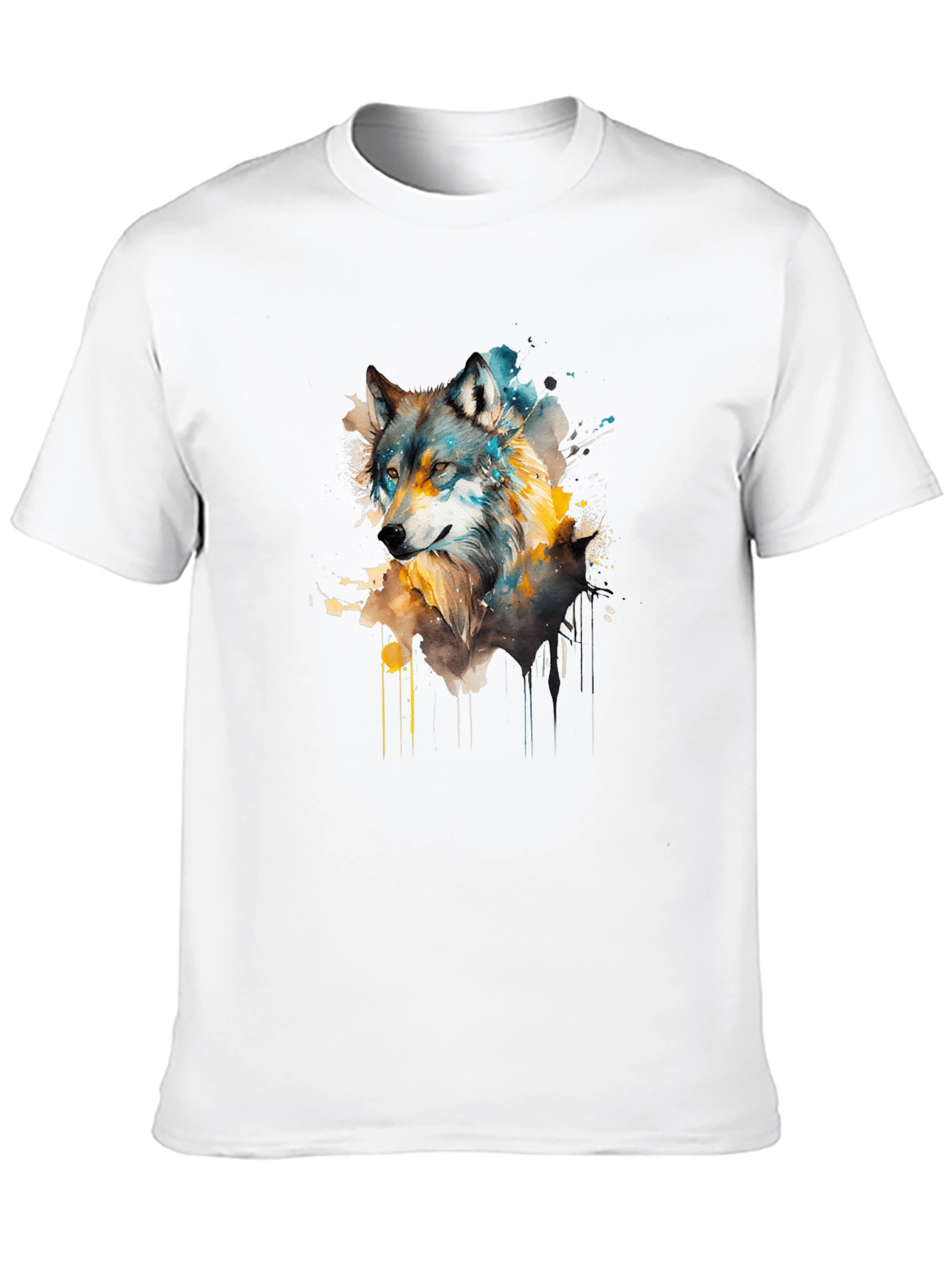 Black Watercolor Wolf Graphic Tee - Unisex Black T-Shirt view 10