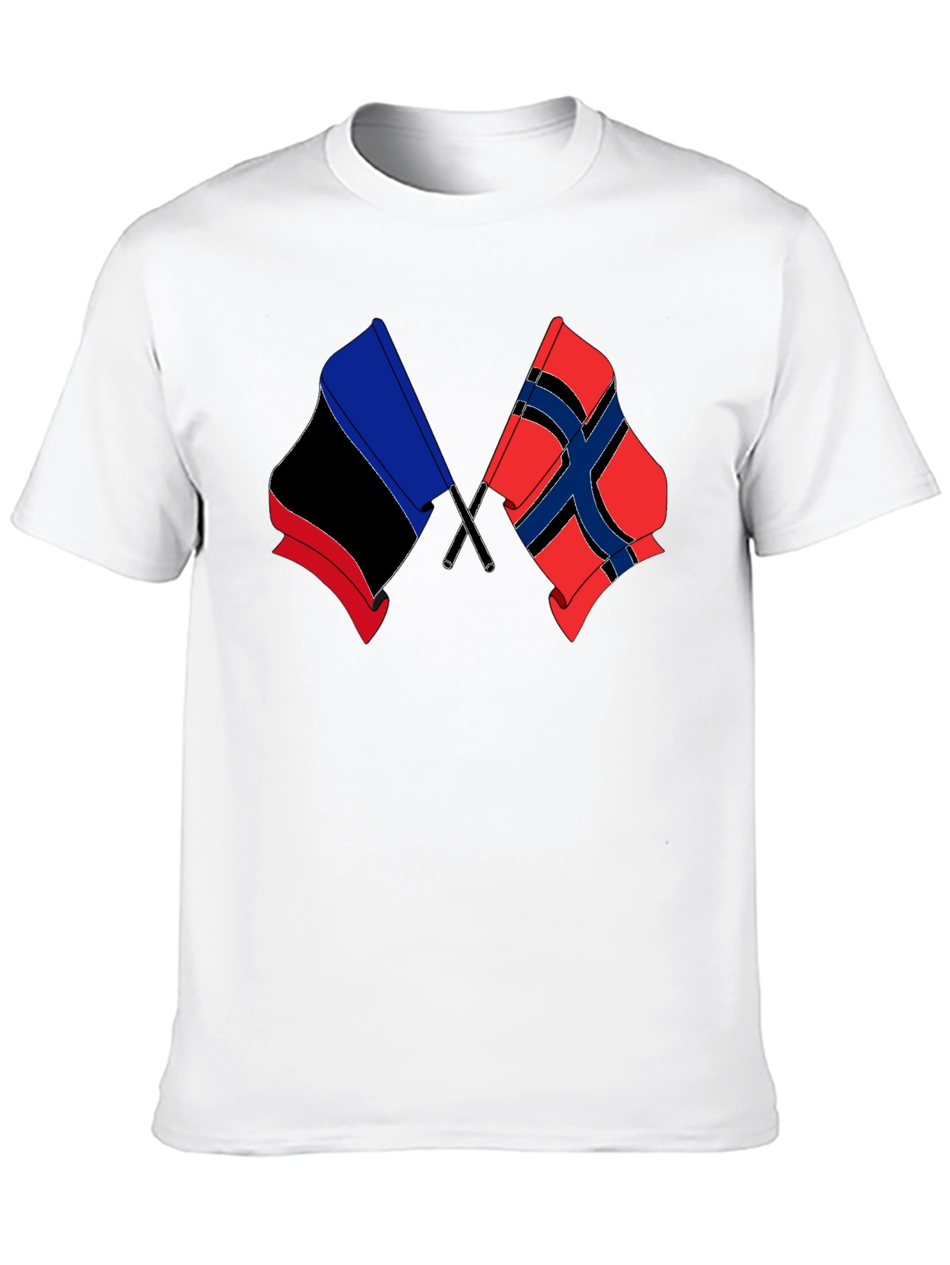 Black Dual Flag Graphic Tee - Black Cotton Blend Shirt view 10