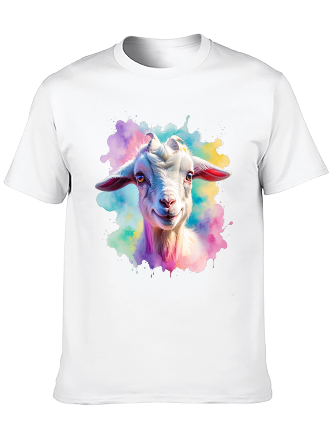 Black Goat Watercolor Graphic Print Black T-Shirt view 10