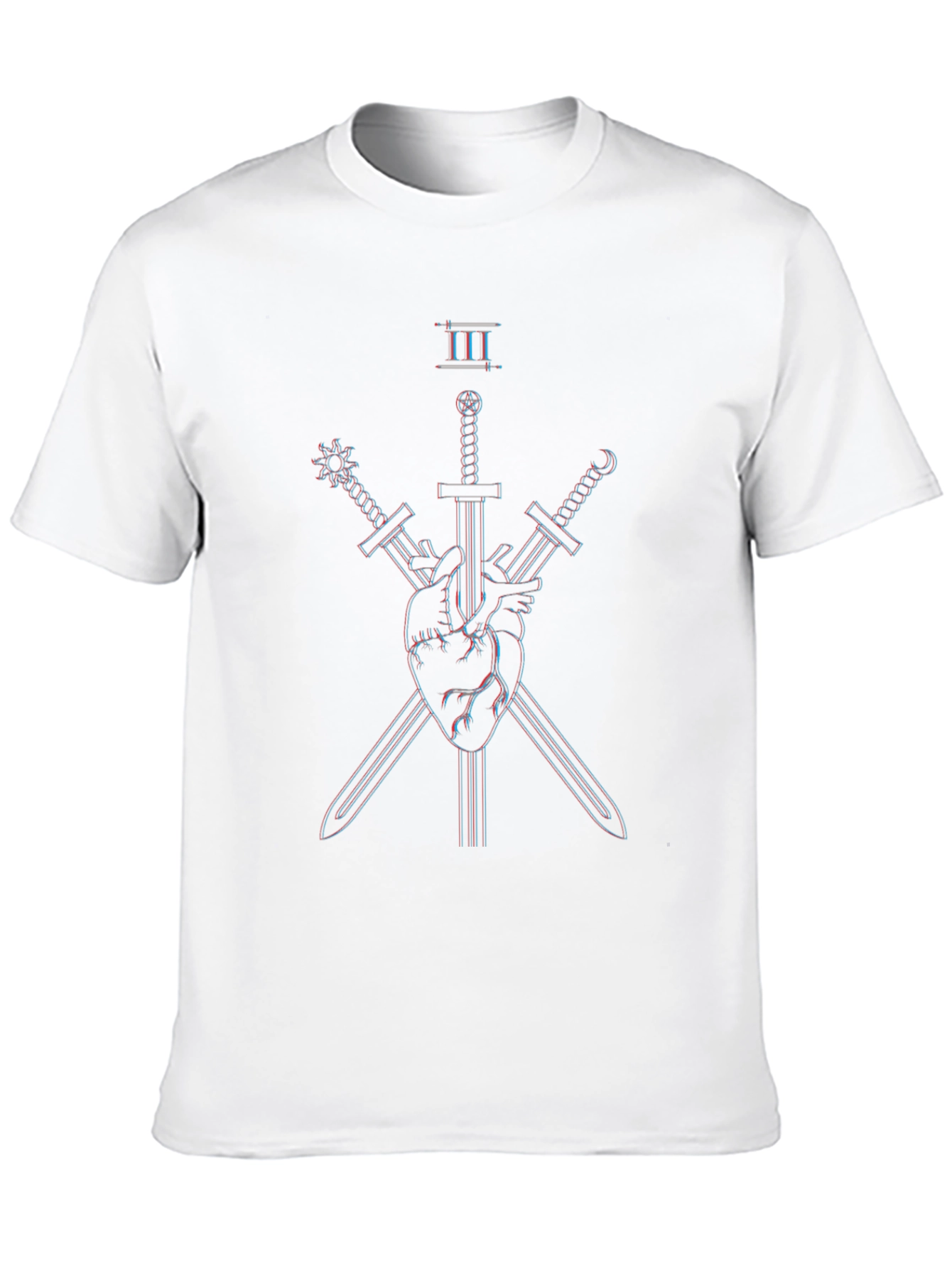 Black Three of Swords T-Shirt: Heart & Swords Graphic Tee view 10