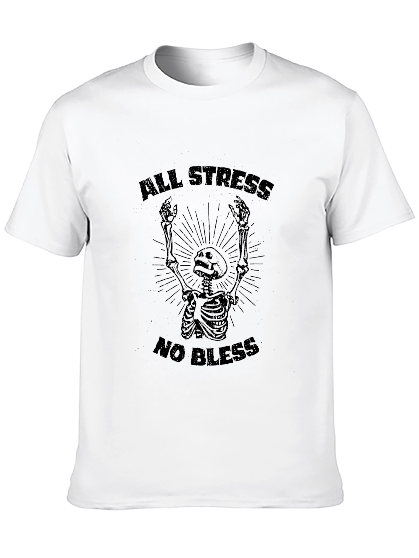 All Stress No Bless Skeleton Graphic Tee - 10