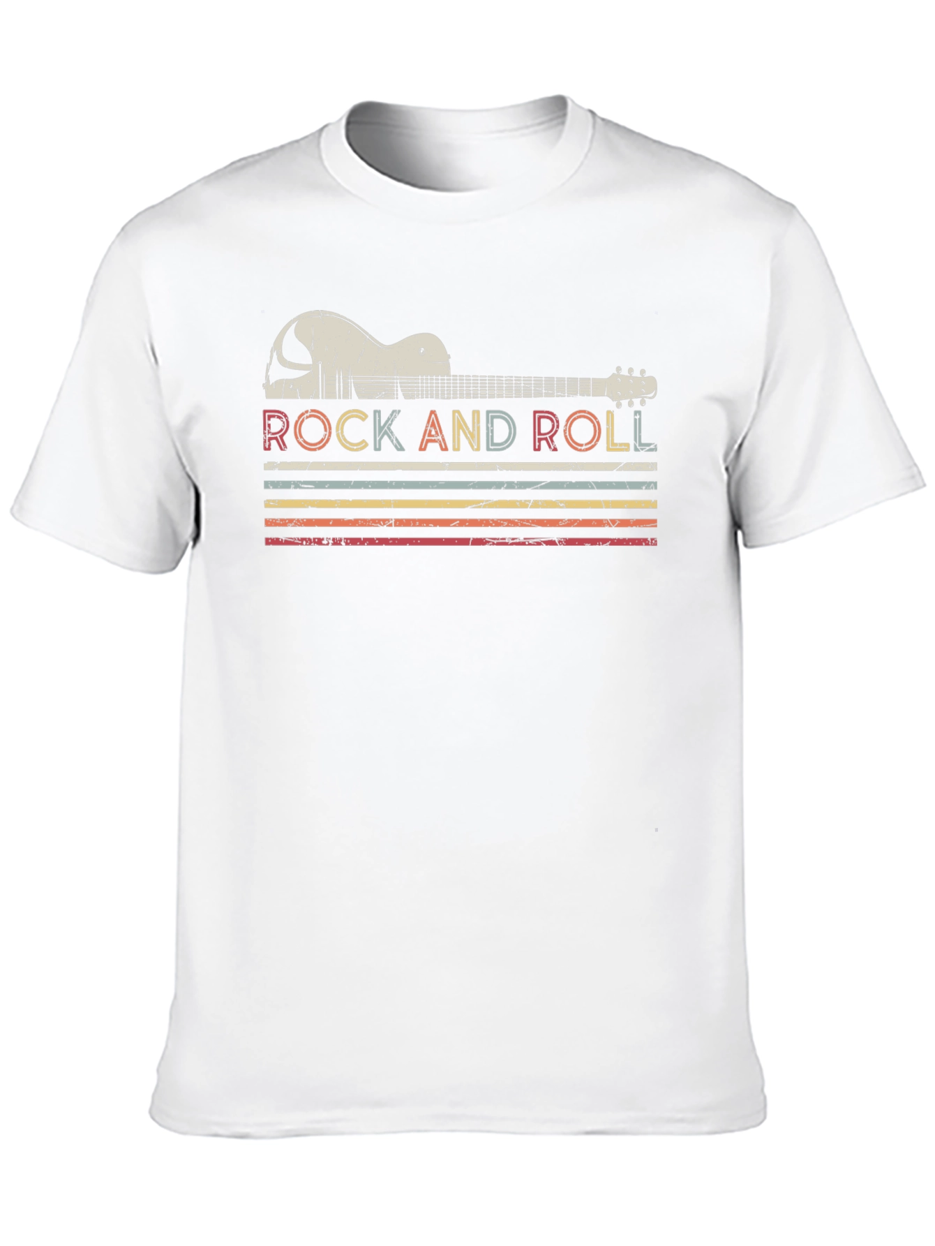 Black Retro Rock and Roll Guitar T-Shirt view 10
