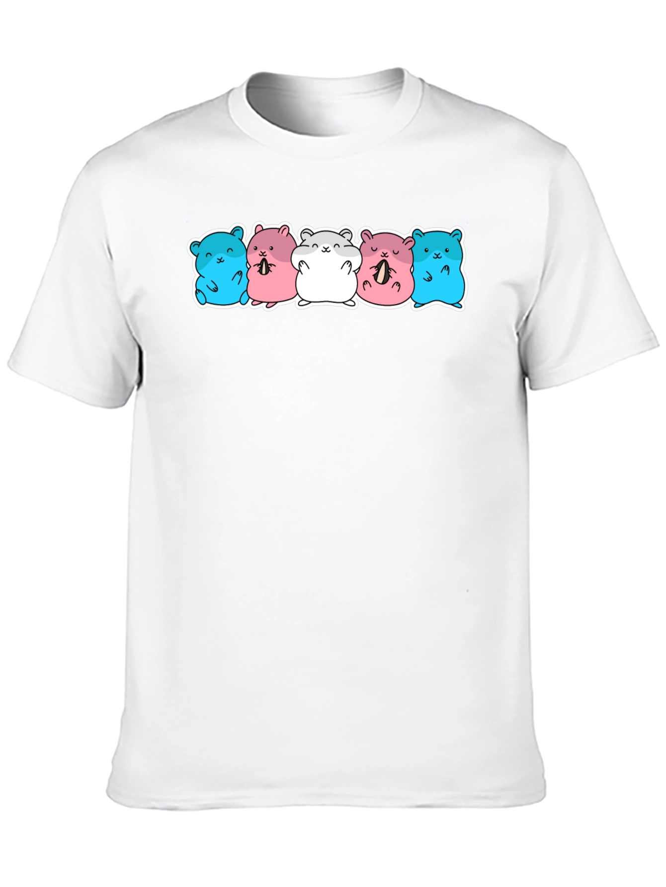 Black Cute Hamster Pattern Black T-Shirt view 10