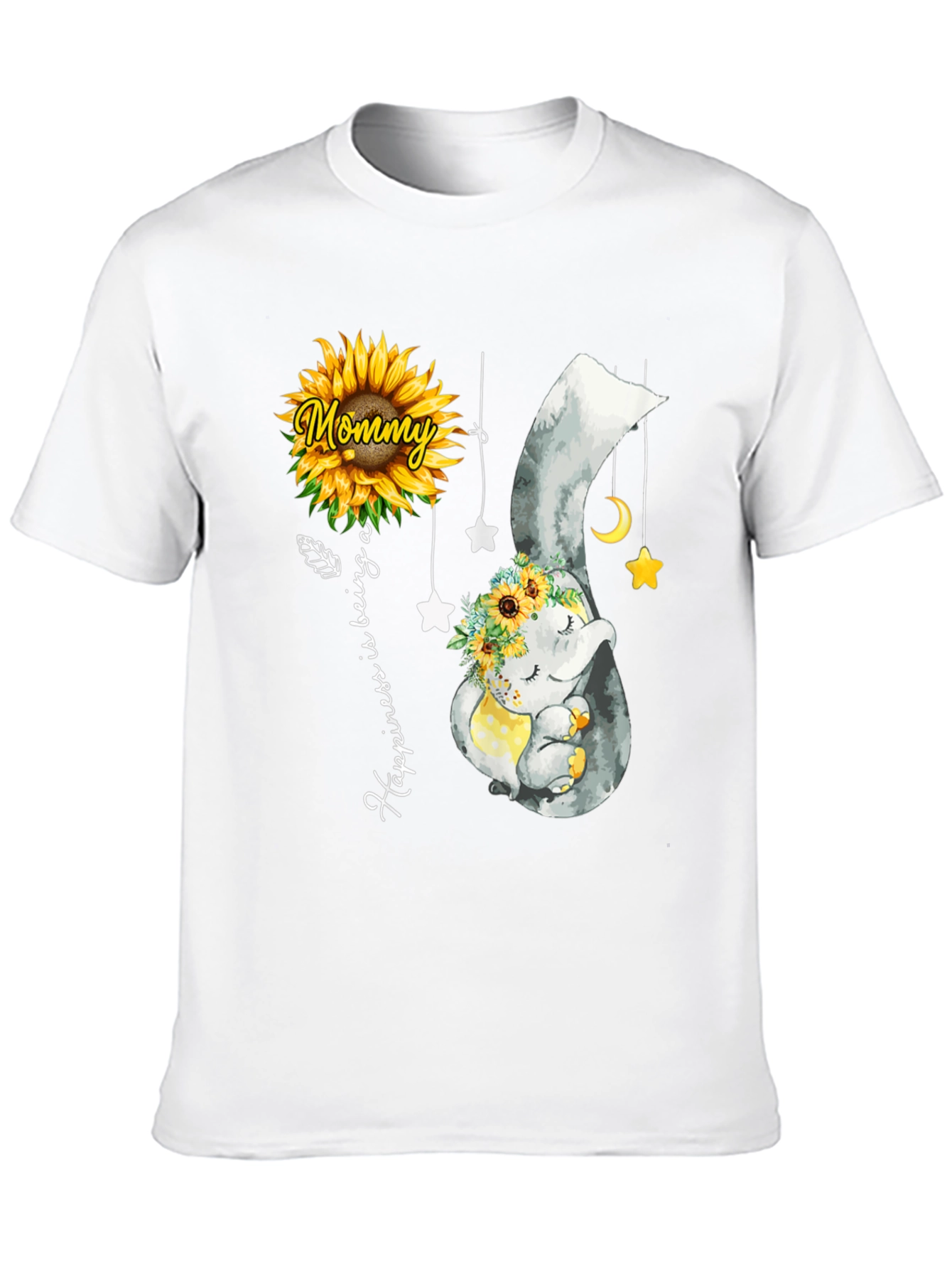 Black Mommy & Baby Elephant Sunflower T-Shirt view 10
