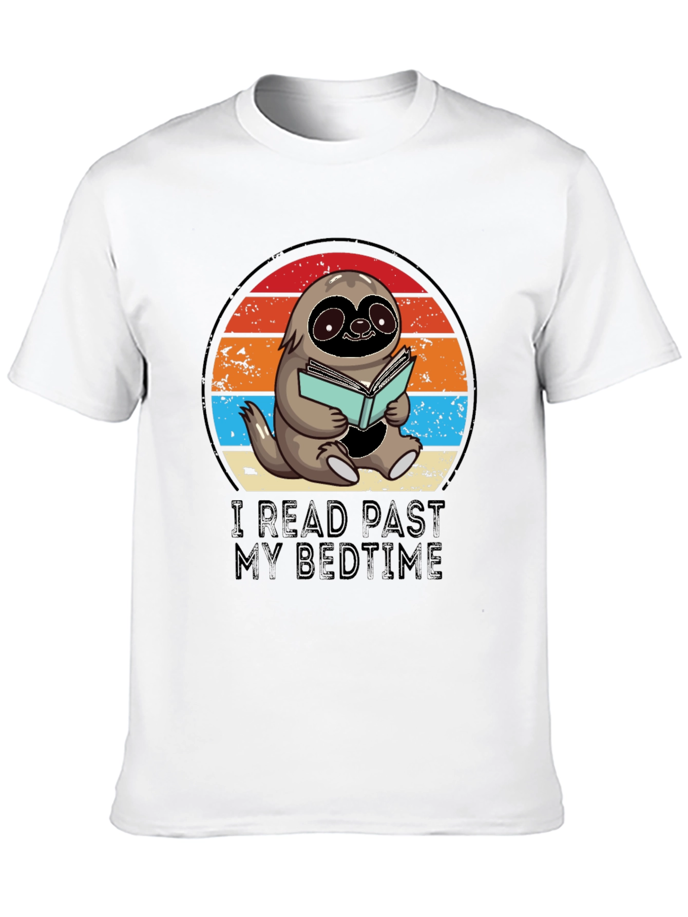 Black Funny Sloth Reading T-Shirt view 10