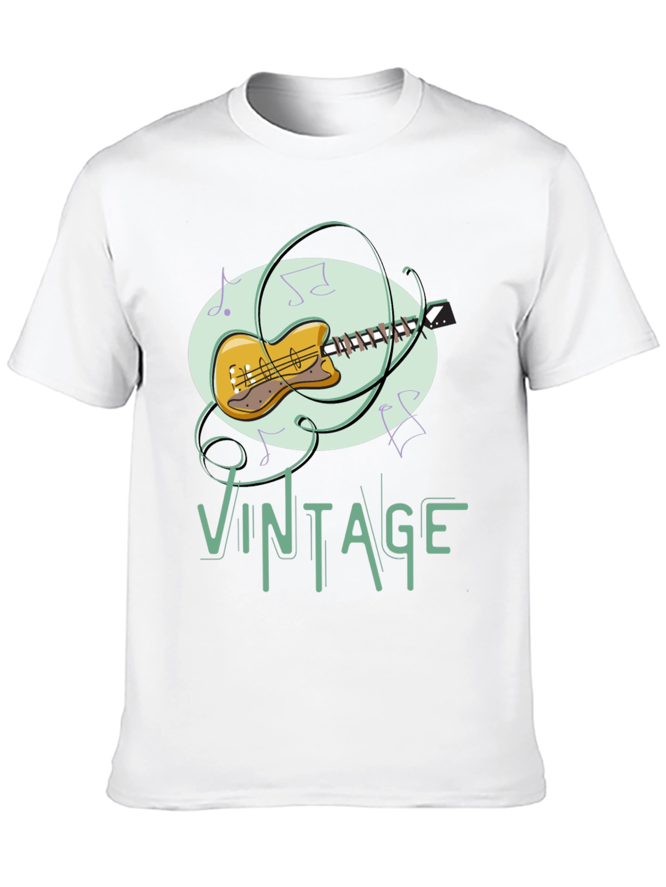 Black Vintage Guitar Music T-Shirt view 10