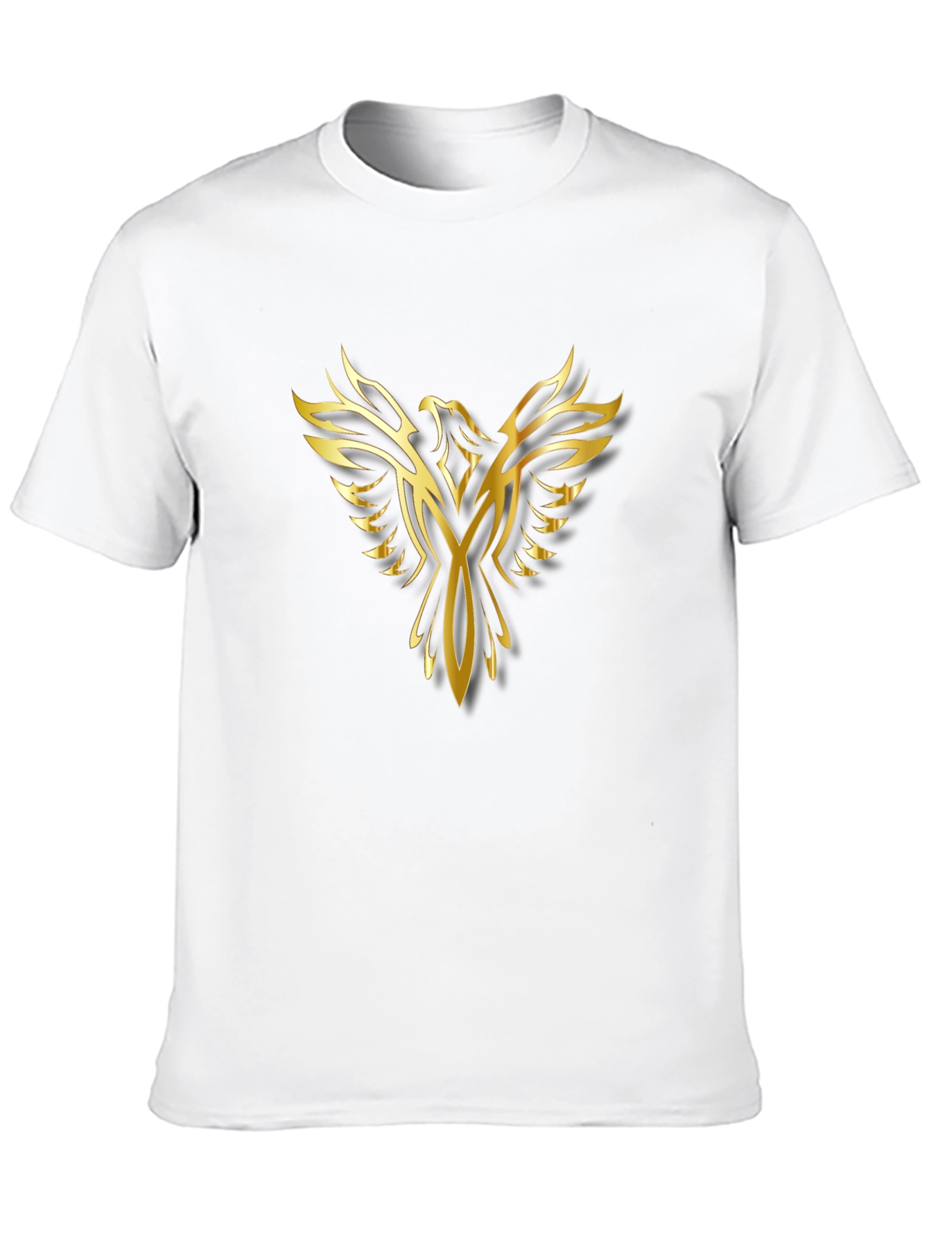 Black Golden Phoenix Graphic Print Black T-Shirt view 10