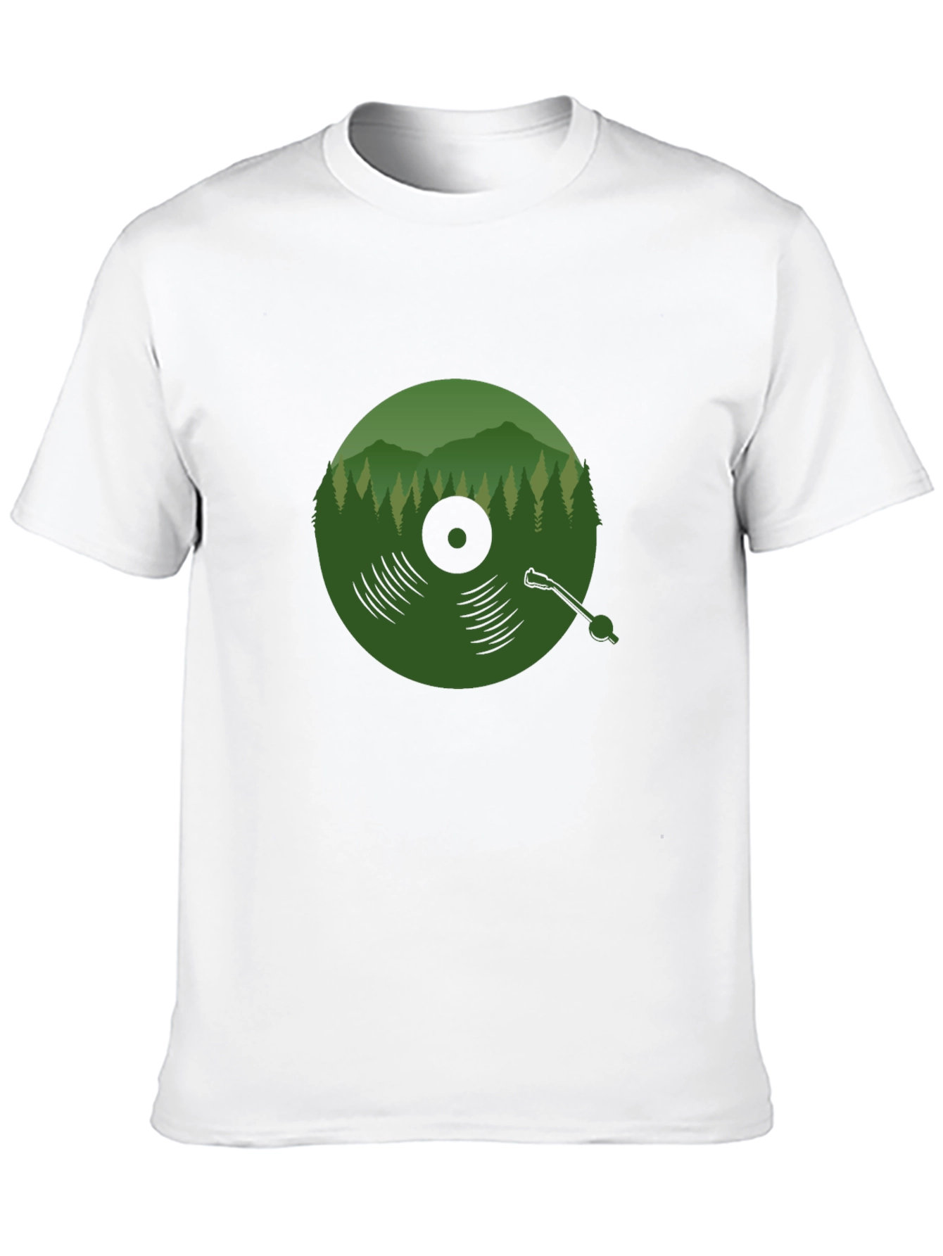 Black Green Vinyl Record Forest T-Shirt view 10