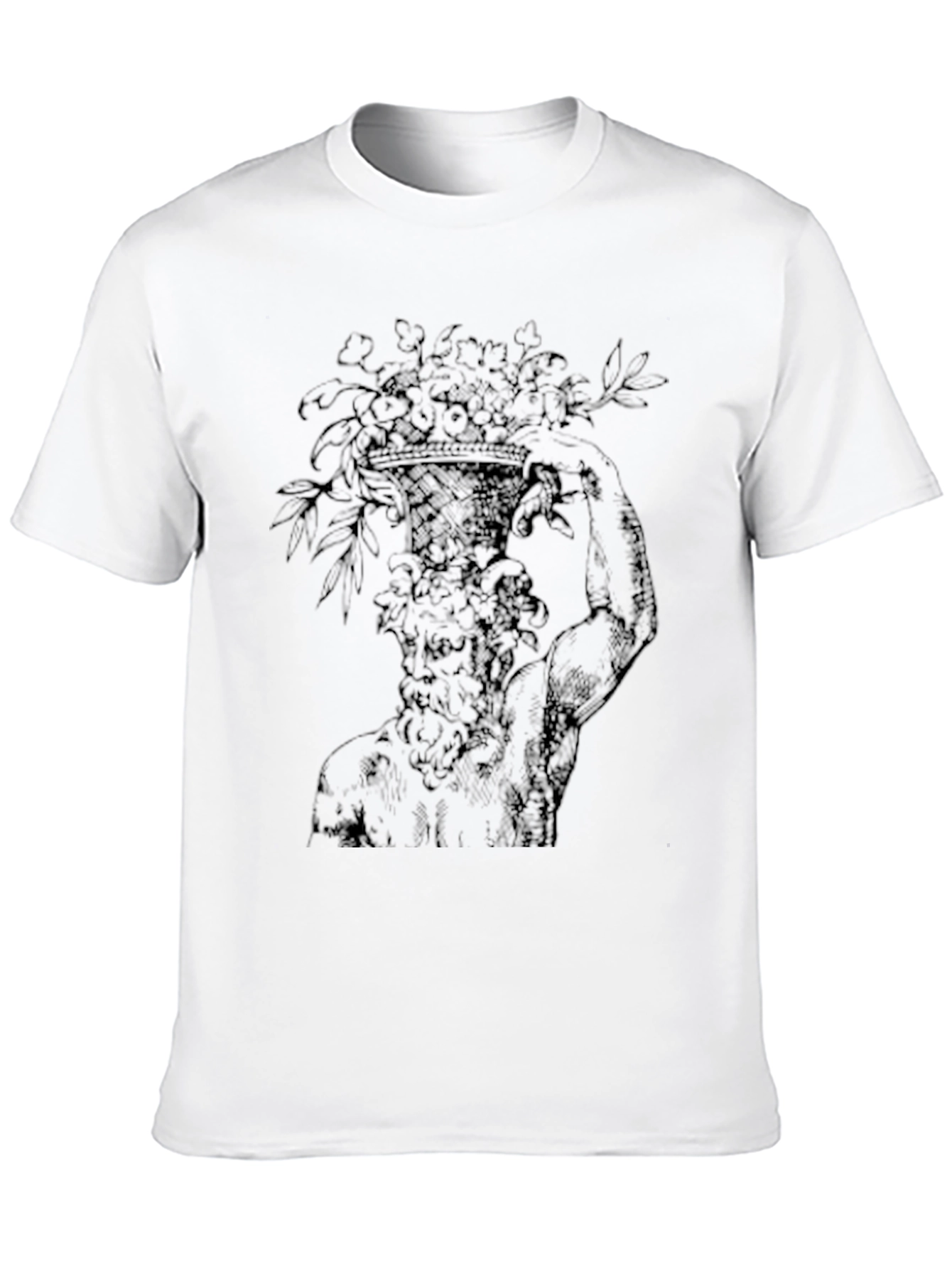 Black Floral Greek Statue Graphic Tee - Black view 10