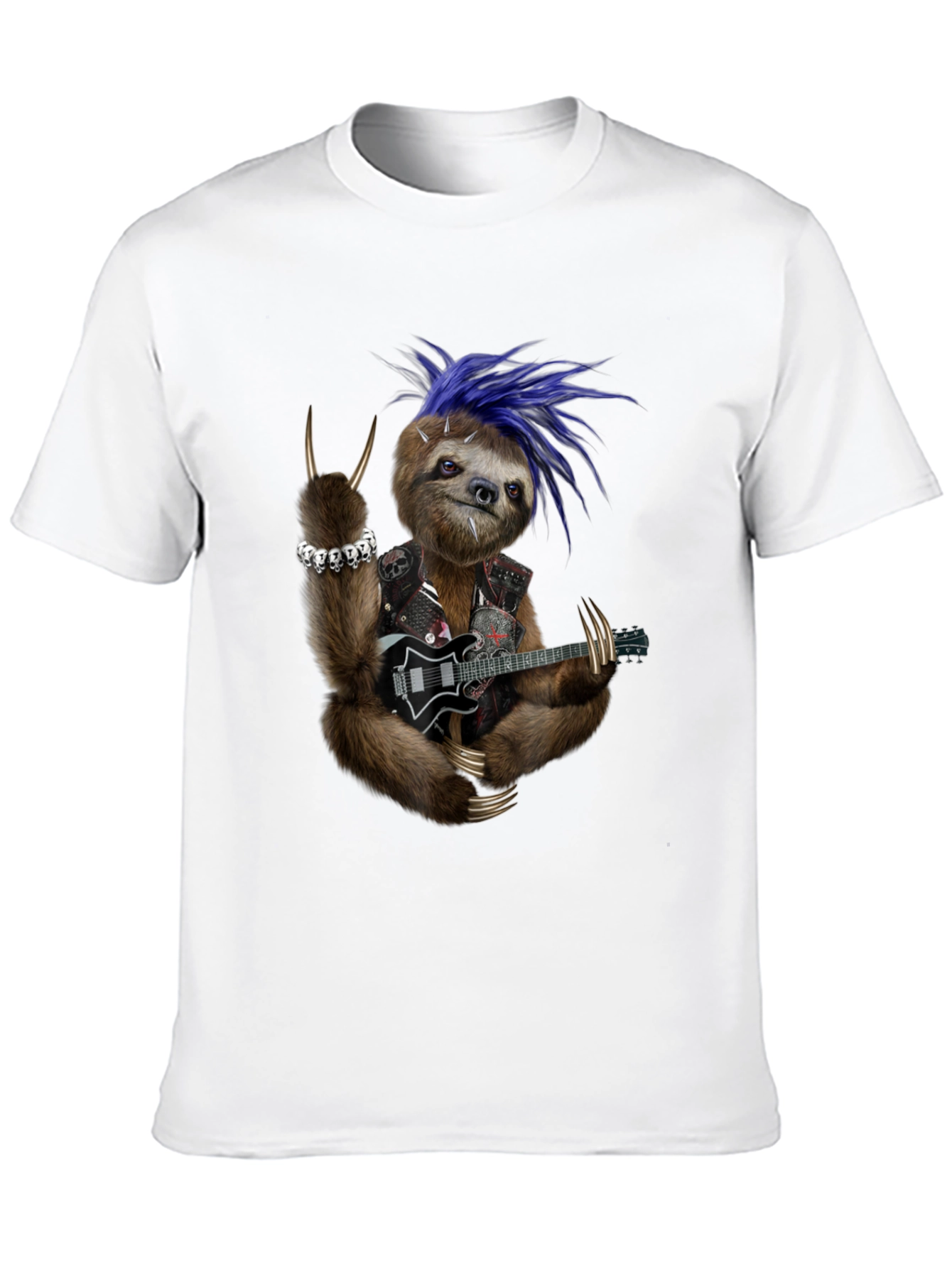 Black Rocking Sloth T-Shirt - Heavy Metal Animal Tee view 10