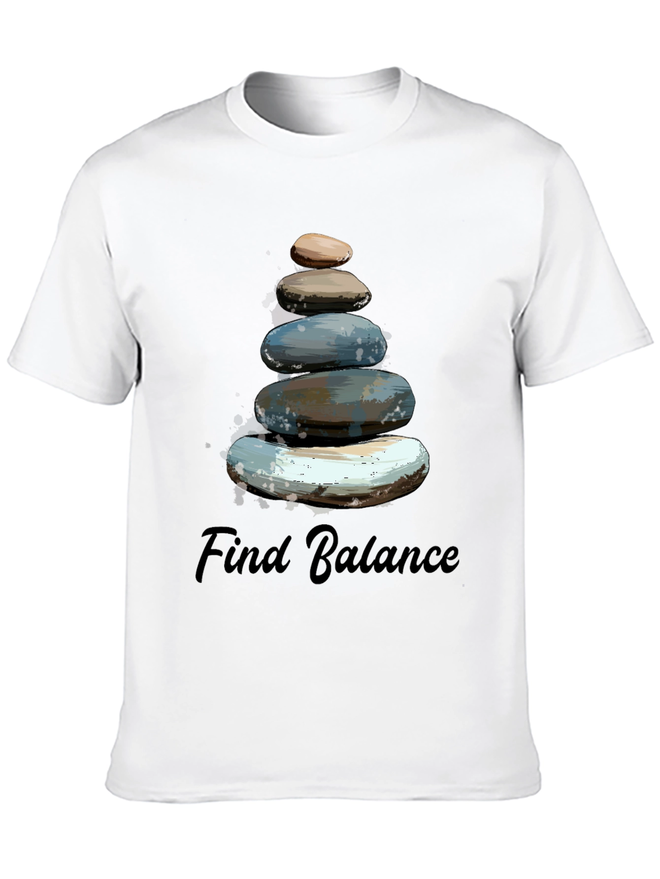 Black Find Balance Stone Stack Men's T-Shirt view 10
