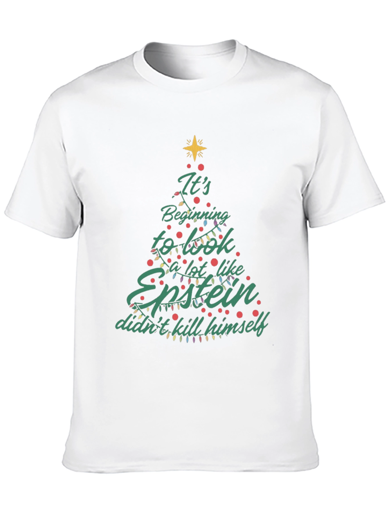 Black Epstein Didn't Kill Himself Christmas Tree T-Shirt view 10