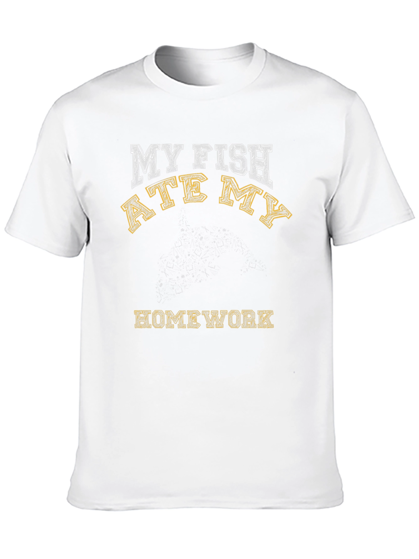 Black Funny "My Fish Ate My Homework" Graphic Tee view 10