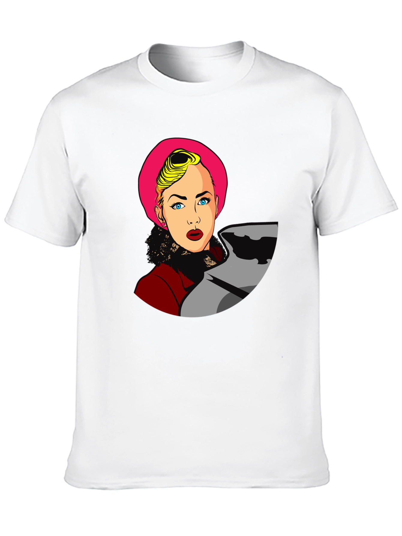Black Pop Art Woman Graphic Black T-Shirt view 10