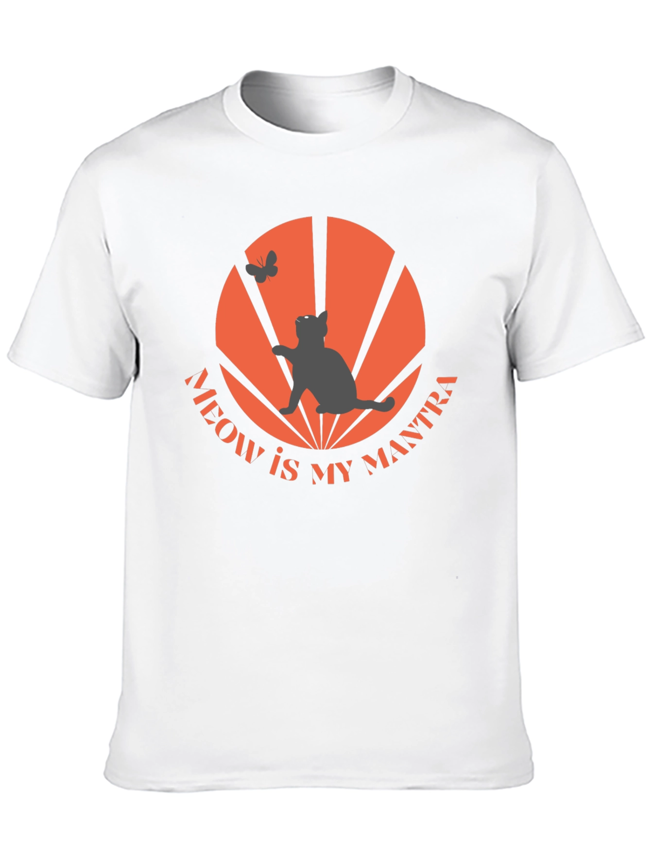Black Meow Mantra Cat Graphic T-Shirt - Cool Design view 10