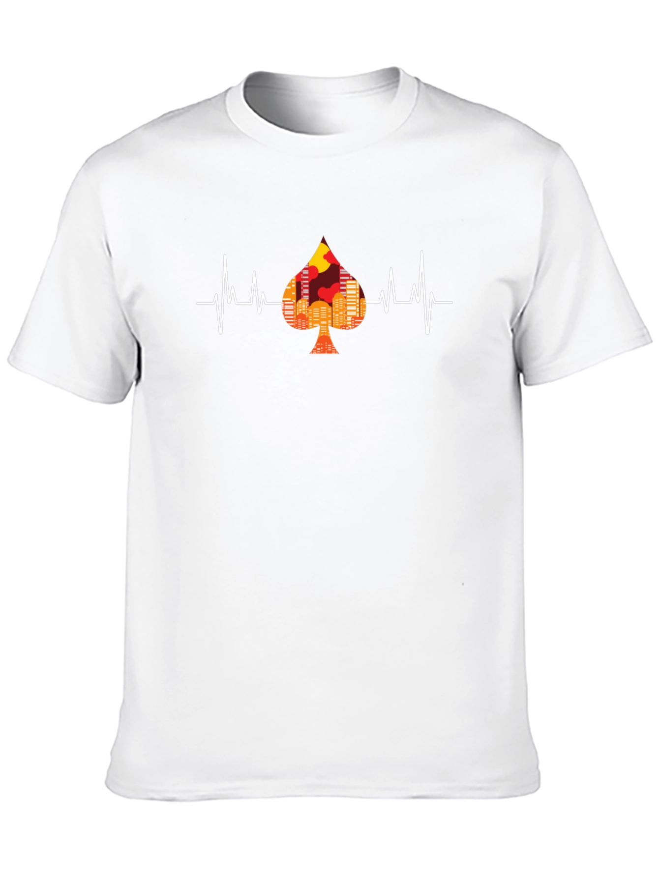 Black Cityscape Spade Heartbeat T-Shirt view 10