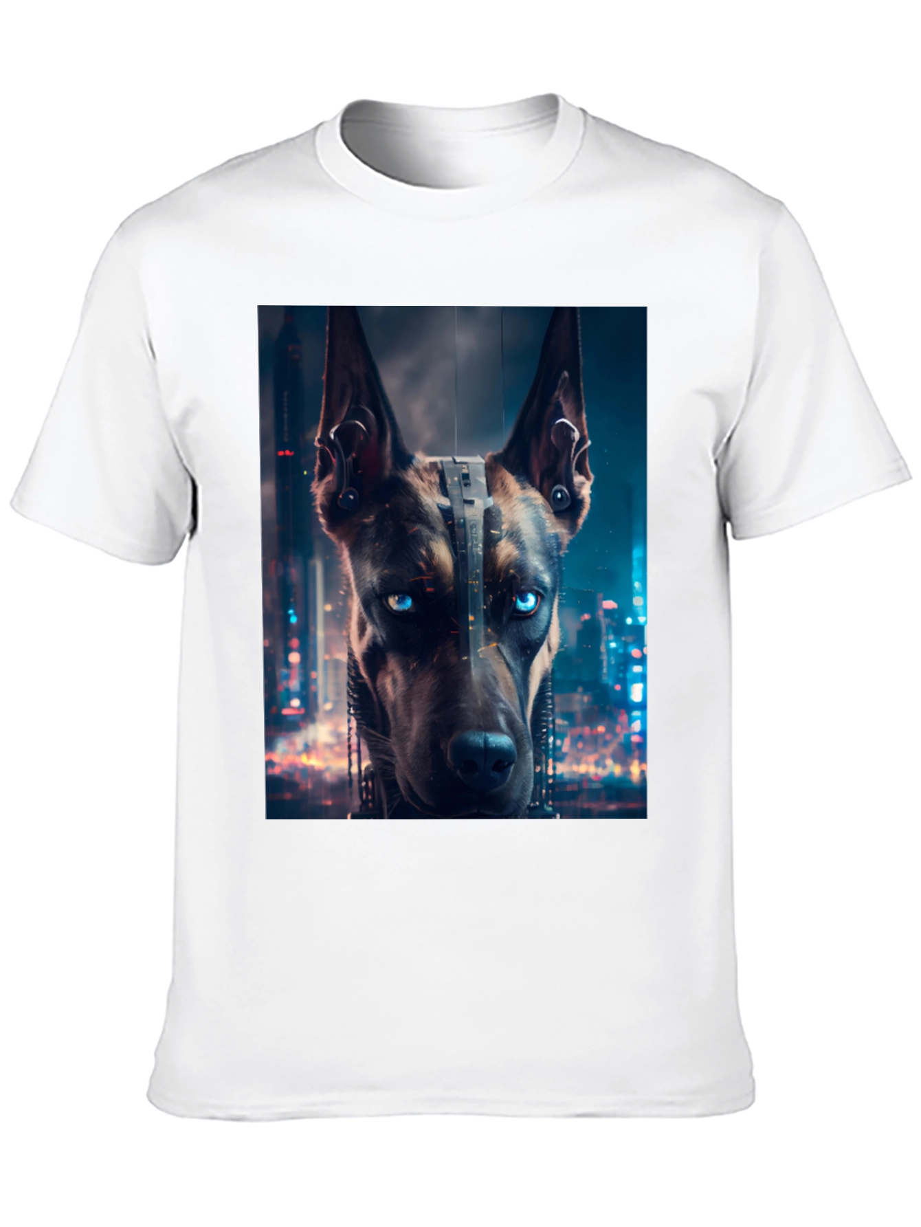 Black Cyberpunk Doberman T-Shirt - Urban Style view 10