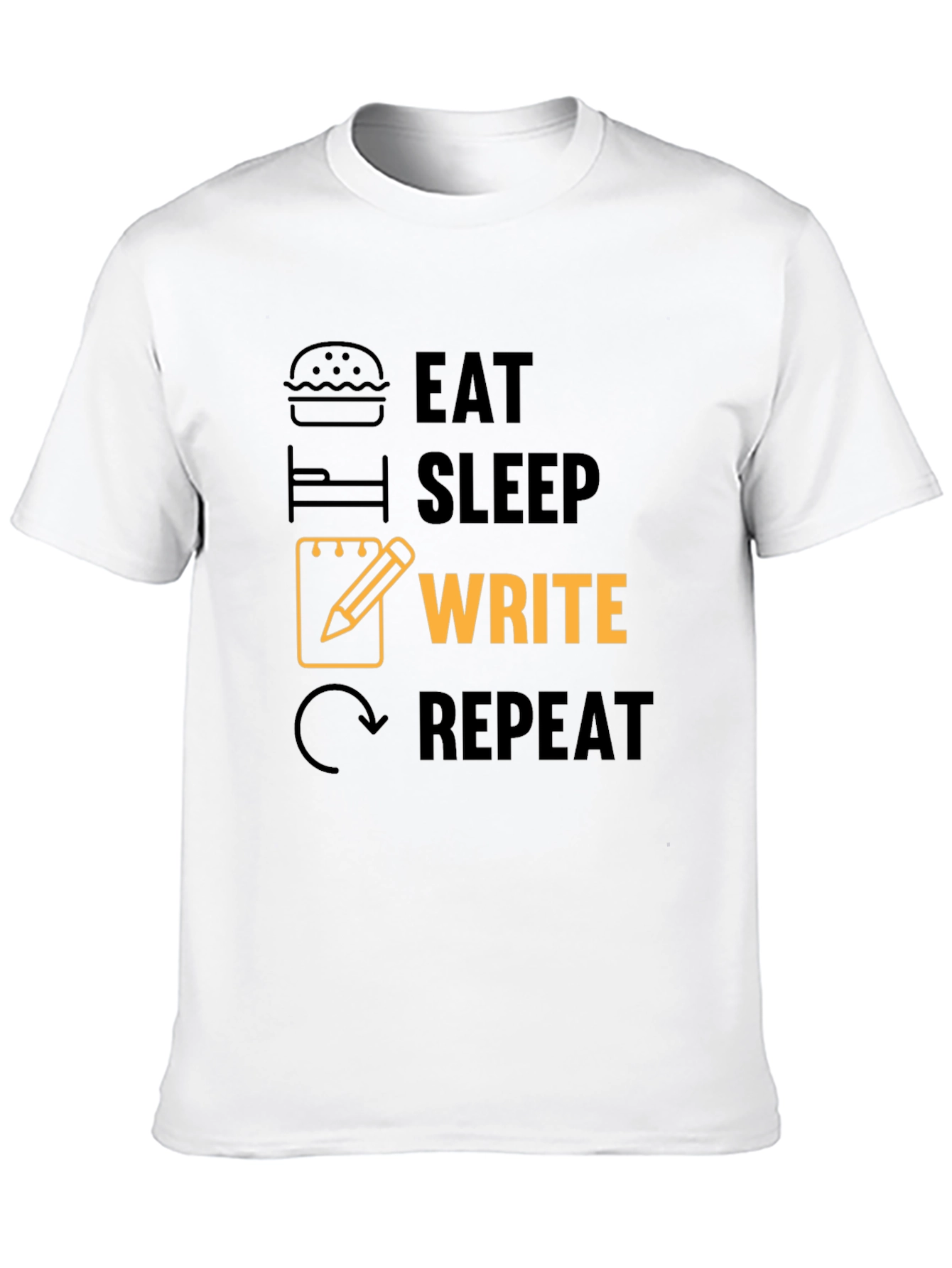 Black Eat Sleep Write Repeat Novelty T-Shirt view 10