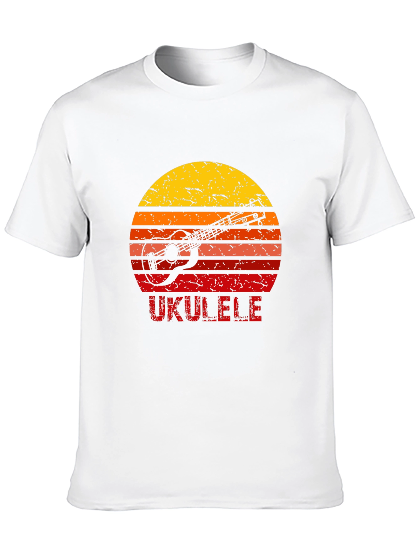 Black Vintage Ukulele Sunset Graphic T-Shirt view 10