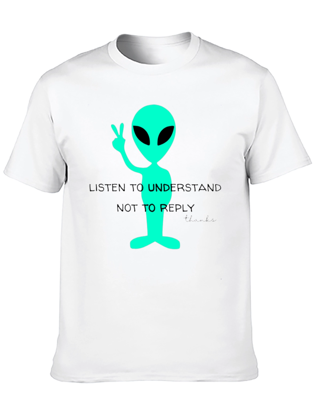 Black Alien Peace T-Shirt - Listen to Understand Tee view 10