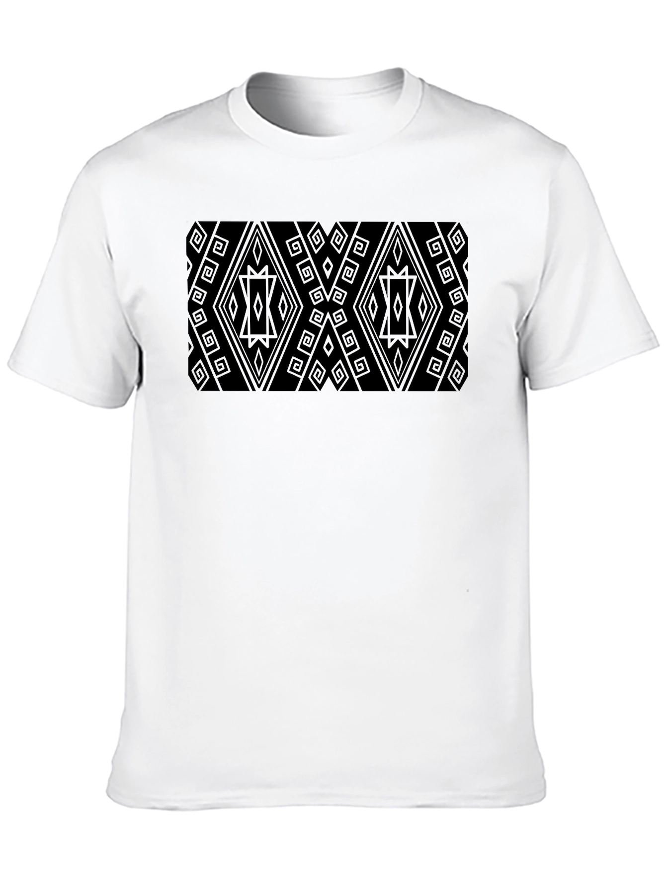 Black Patterned Black Tee - Modern Geometric Style view 10