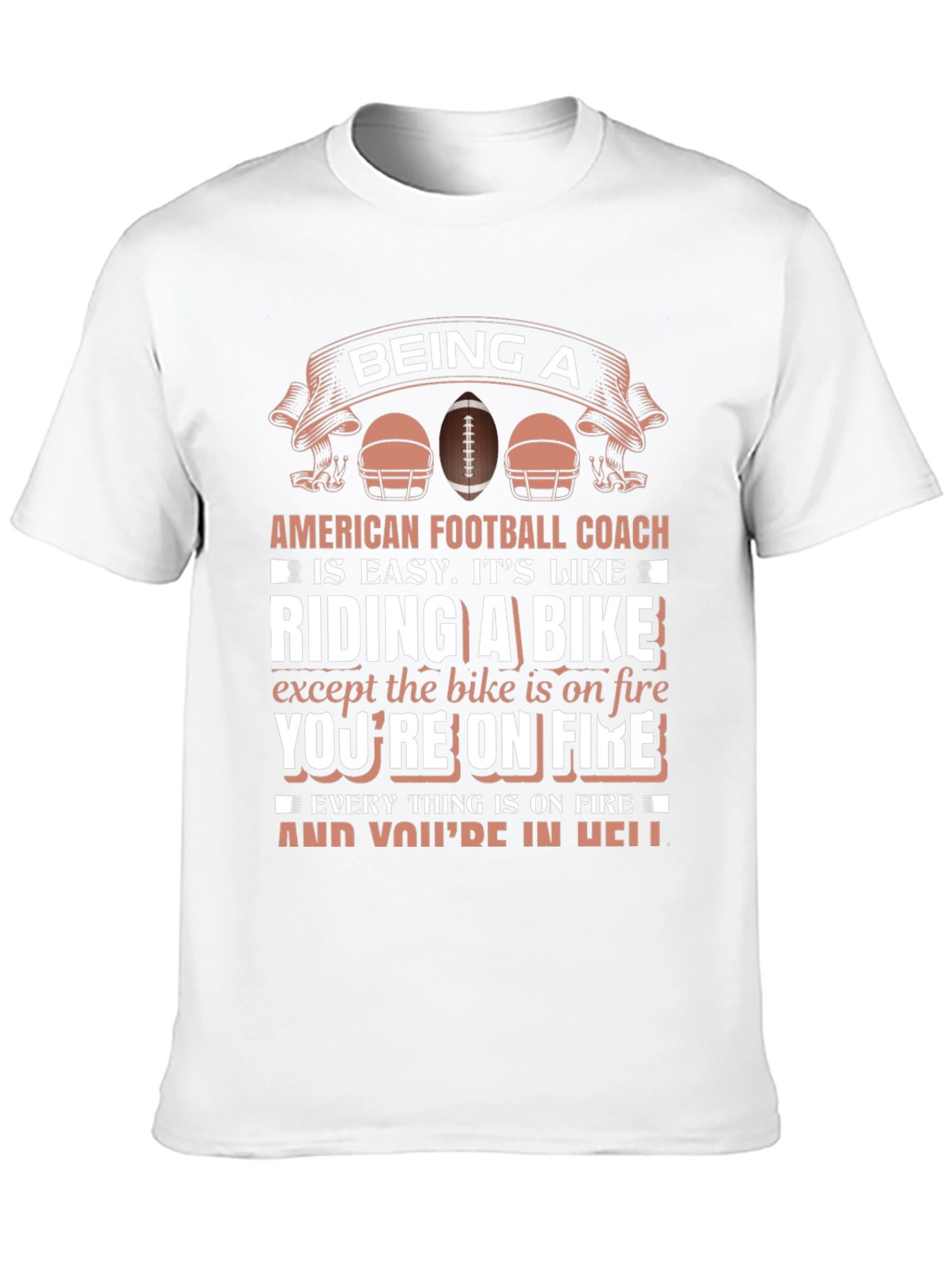 Black Football Coach T-Shirt: Riding a Bike on Fire view 10